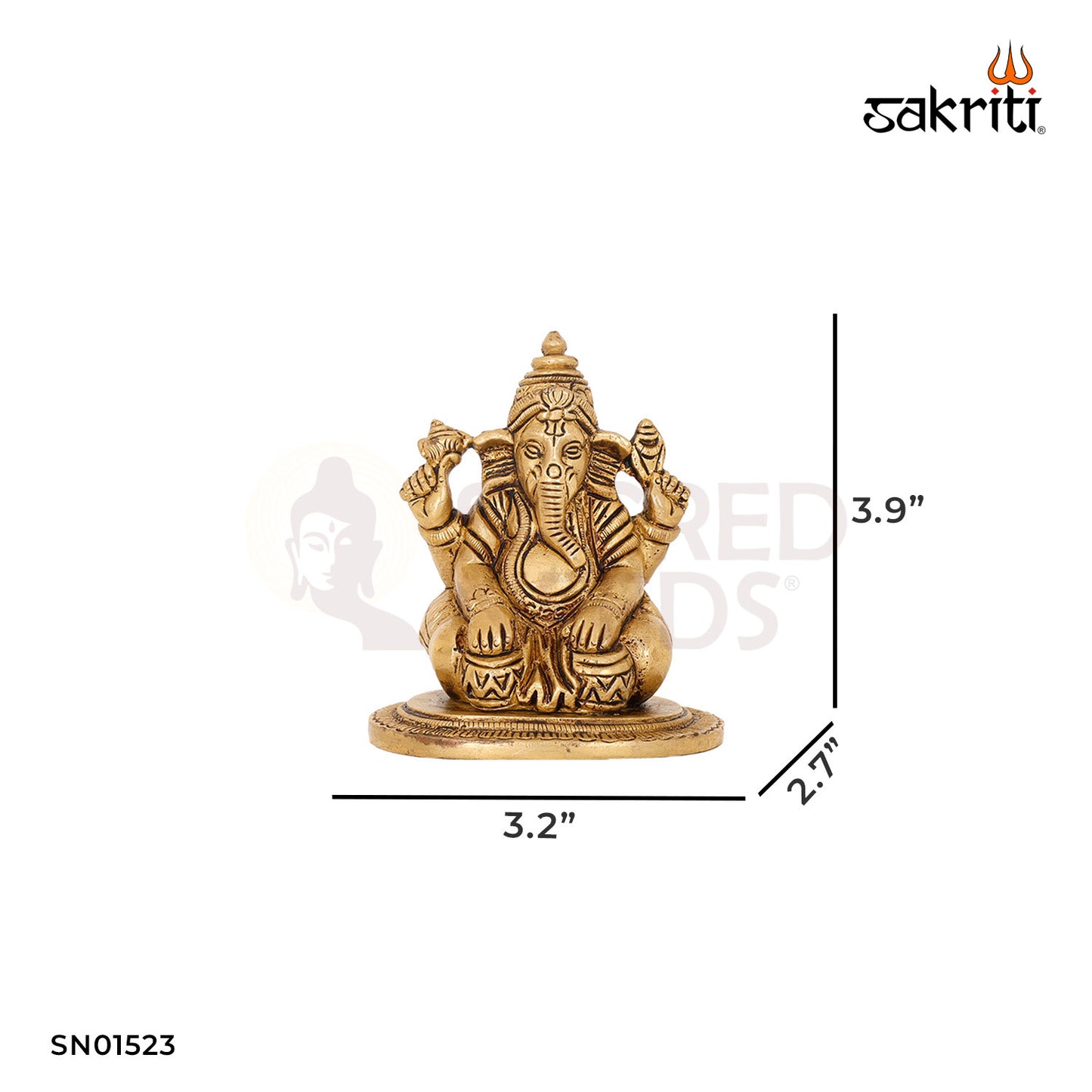 Brass Musical Ganesha Set – 5 Pcs of 3.9 Inch Figurines for Home Decor