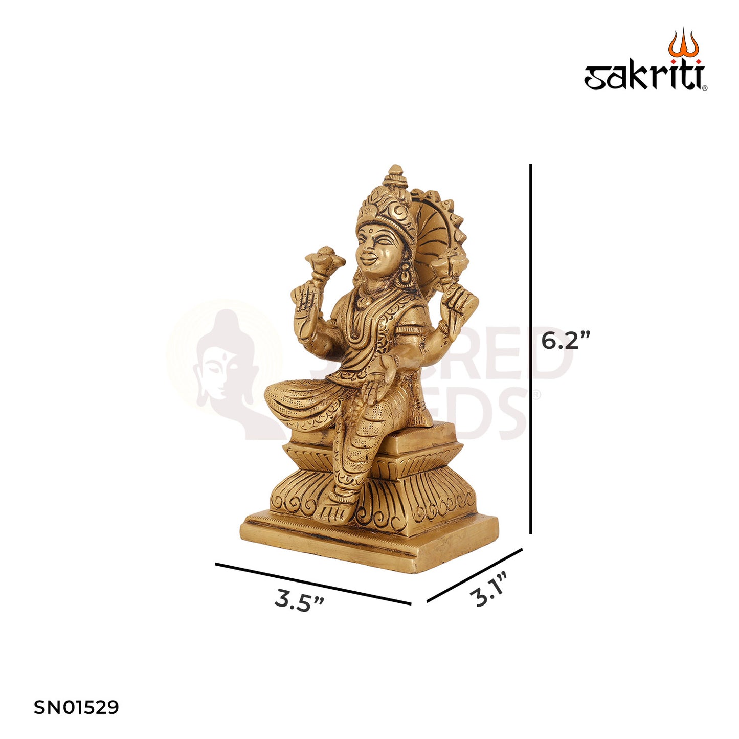 Brass Lakshmi Idol – 6.2 Inch Goddess of Wealth for Temple or Gift