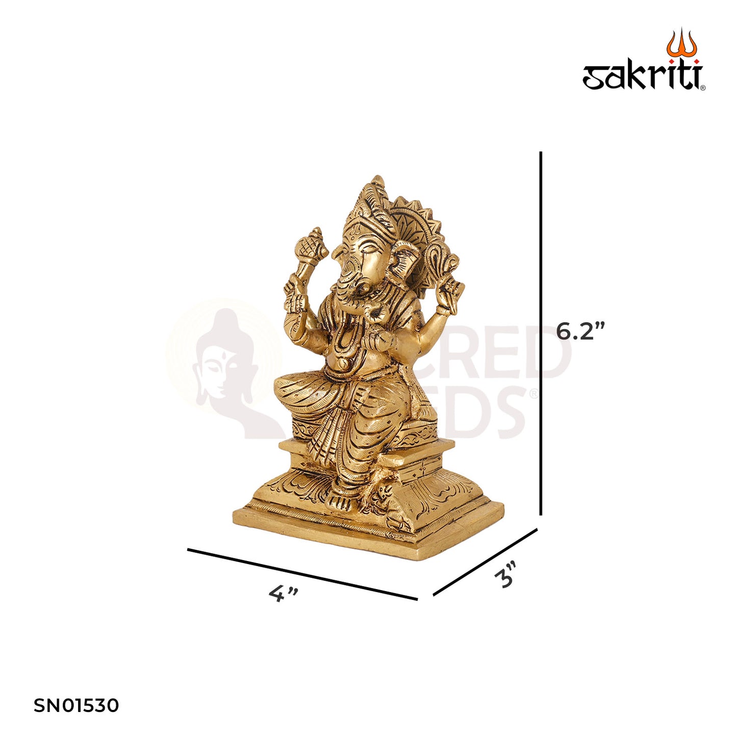 Brass Ganesha Statue – 6.2 Inch Decorative Idol for Home or Office