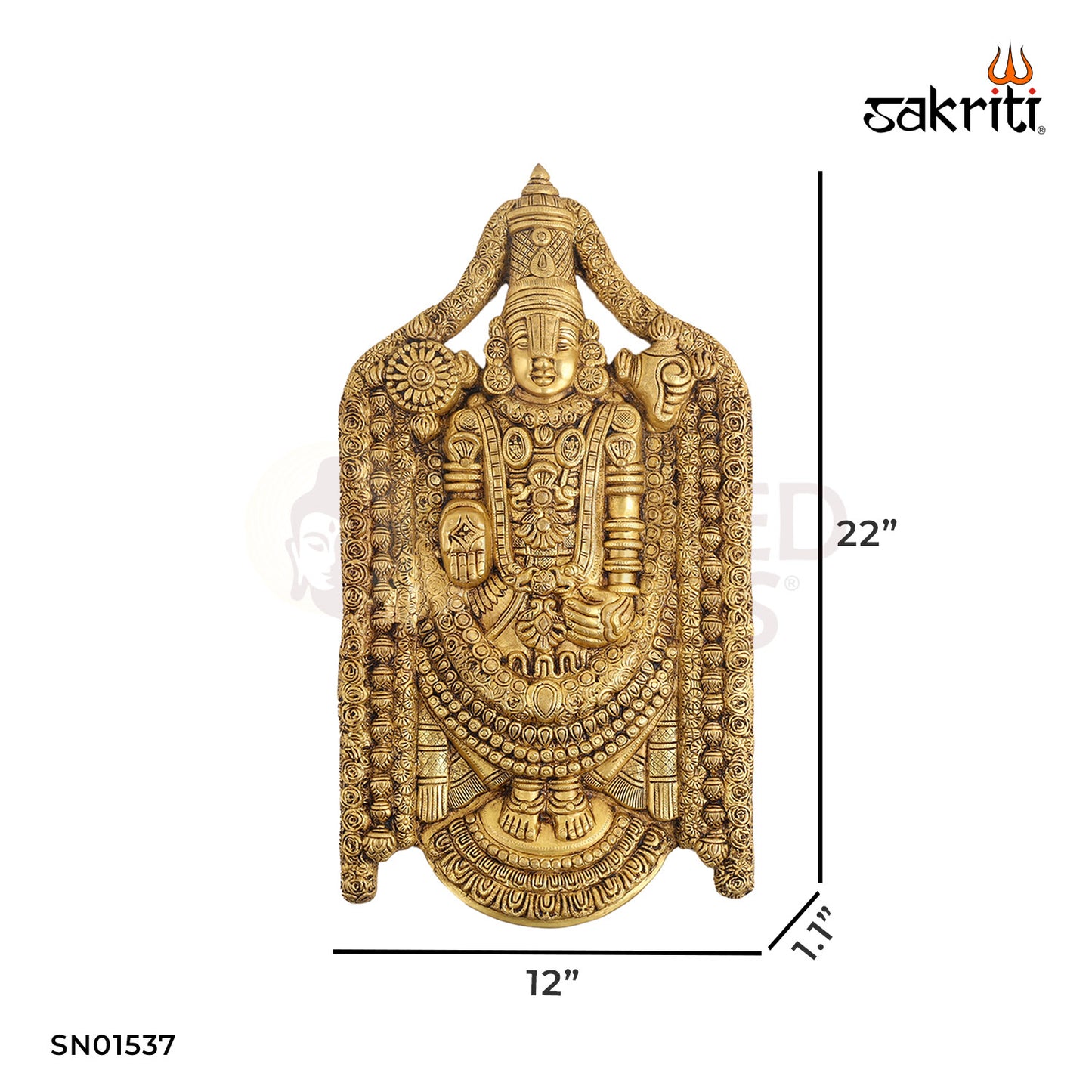 Brass Balaji Wall Mounted Idol – 22 Inch Temple Style Decor Piece