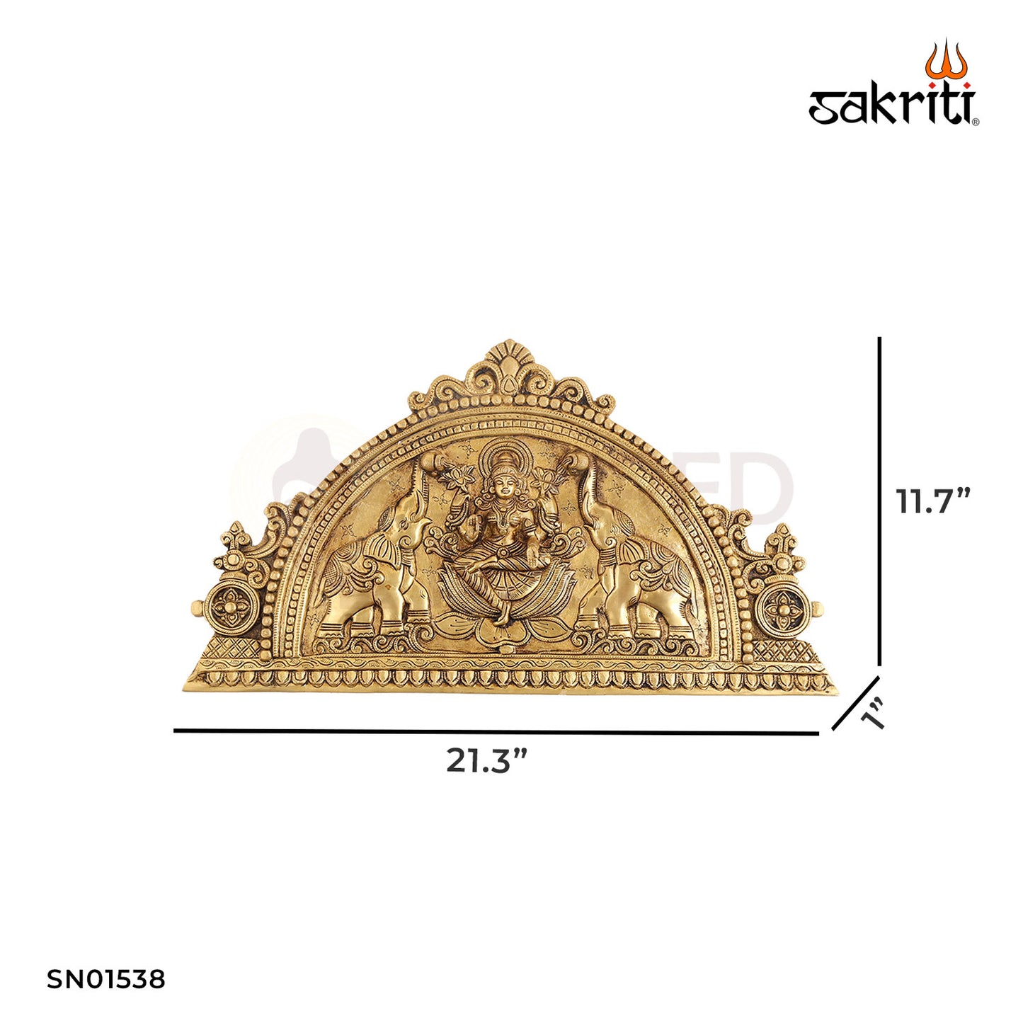 Brass Gaja Lakshmi Wall Mounted Idol – 21.3 Inch Length with Elephants