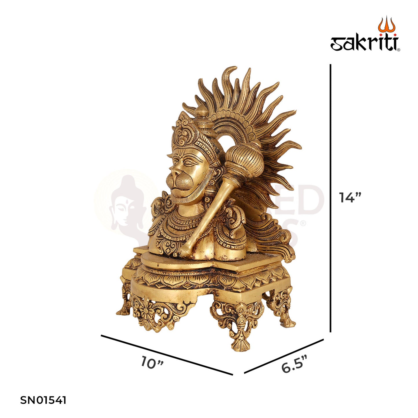 Brass Hanuman Idol – 14 Inch Devotional Statue for Puja or Gift