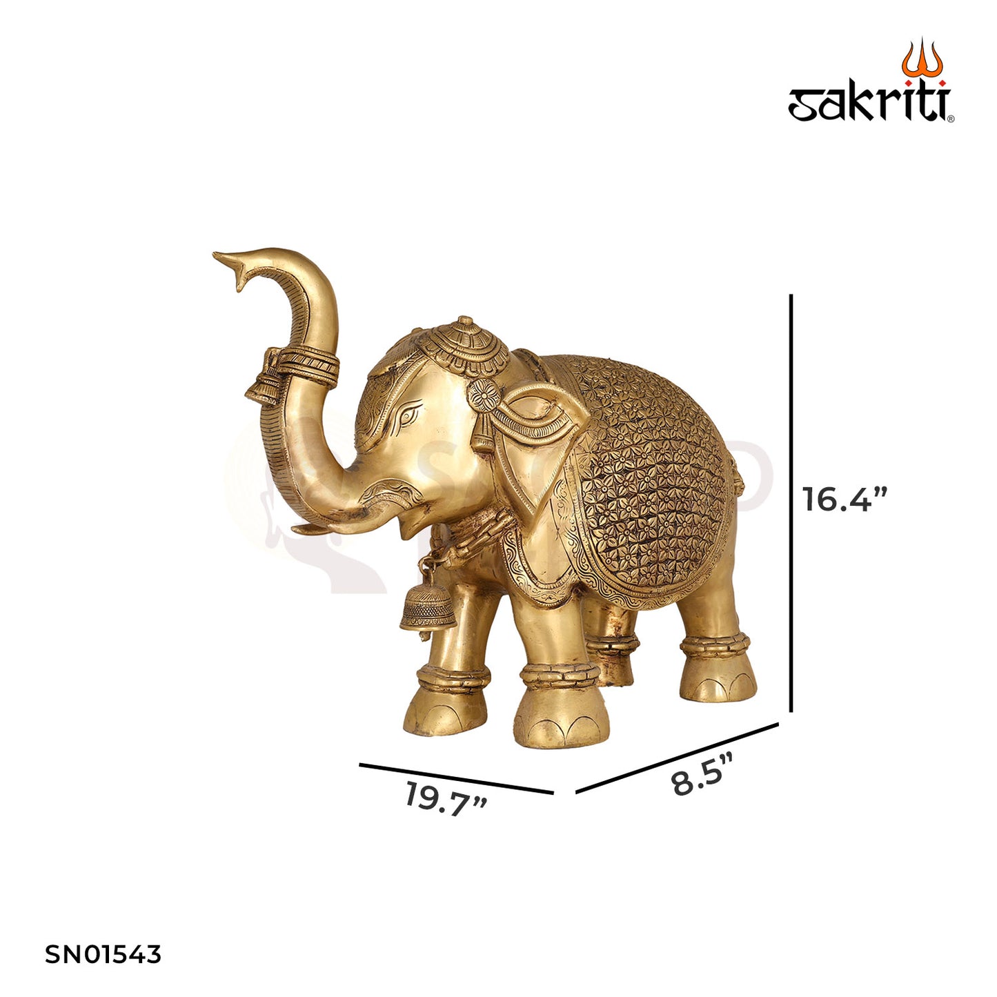 Brass Elephant – 16.4 Inch Traditional Decor Figurine