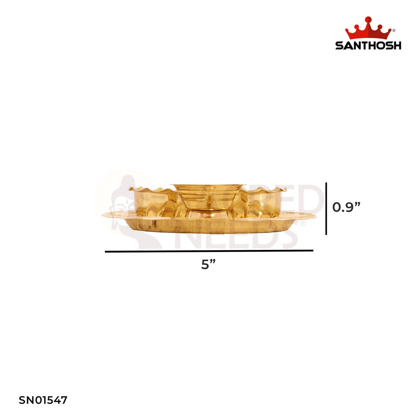 Brass Pooja Plate Set – 0.9 Inch Traditional Thali for Daily Rituals