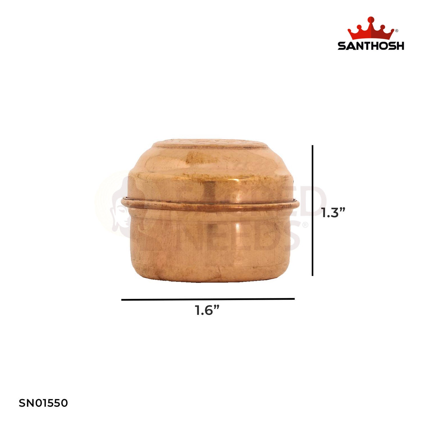 Copper Powder Pot – 1.3 Inch Small Ayurvedic Container with Lid