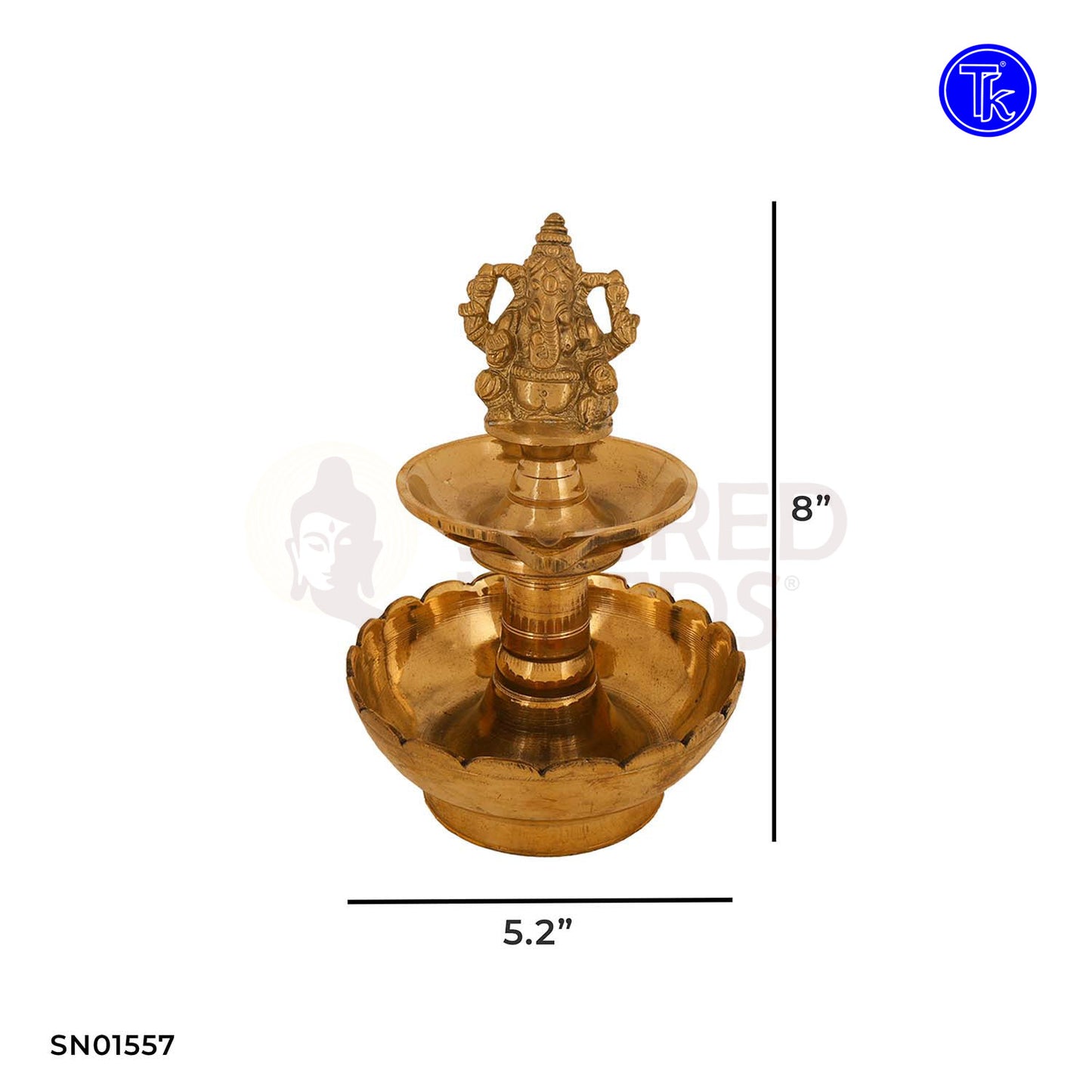 Brass Ganesha Diya and Bowl Set – 8 Inch Decorative Combo for Aarti