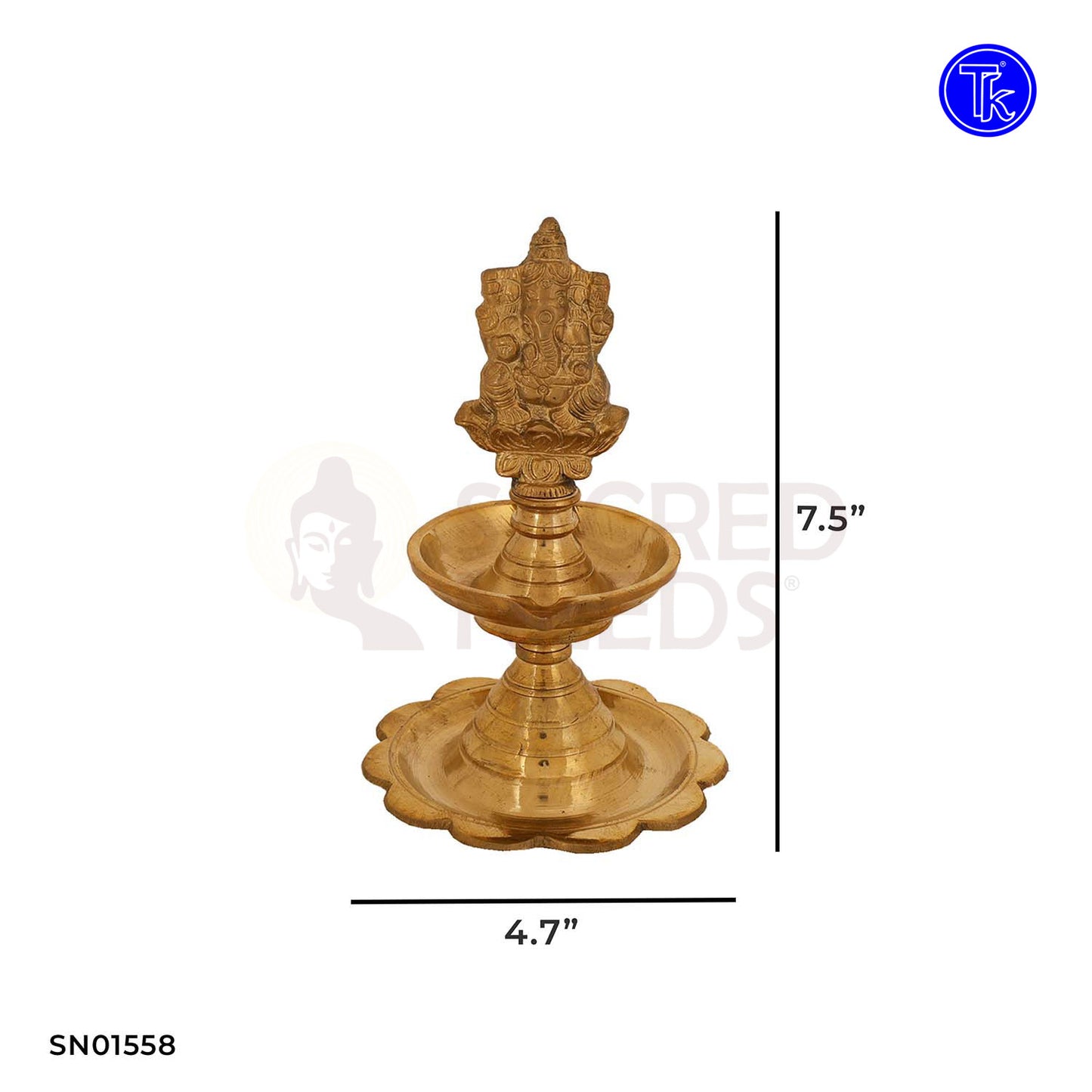 Ganesha Diya with Lotus Bowl – 7.5 Inch Traditional Oil Lamp Decor