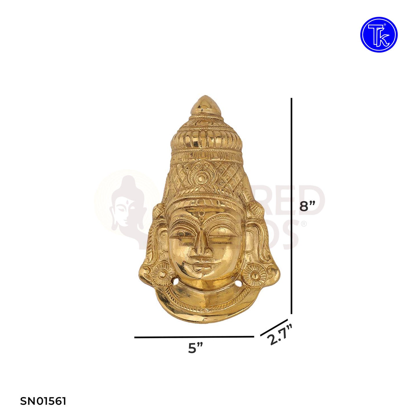 Brass Amman Face Wall Mounted – 8 Inch South Indian Goddess Decor