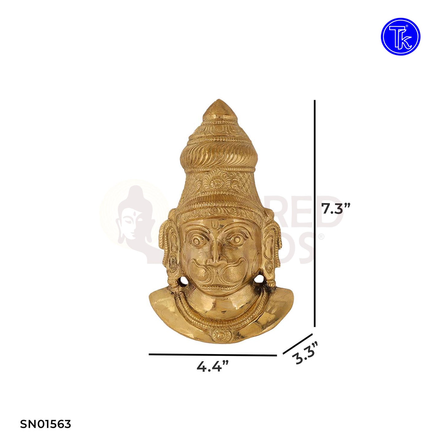 Hanuman Face Wall Mounted – 7.3 Inch Devotional Brass Wall Art