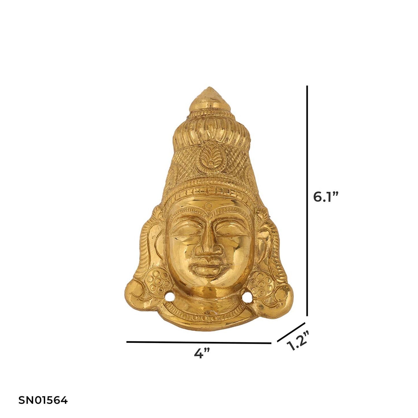 Brass Amman Face Wall Hanging – 6.1 Inch Ethnic Home Decor