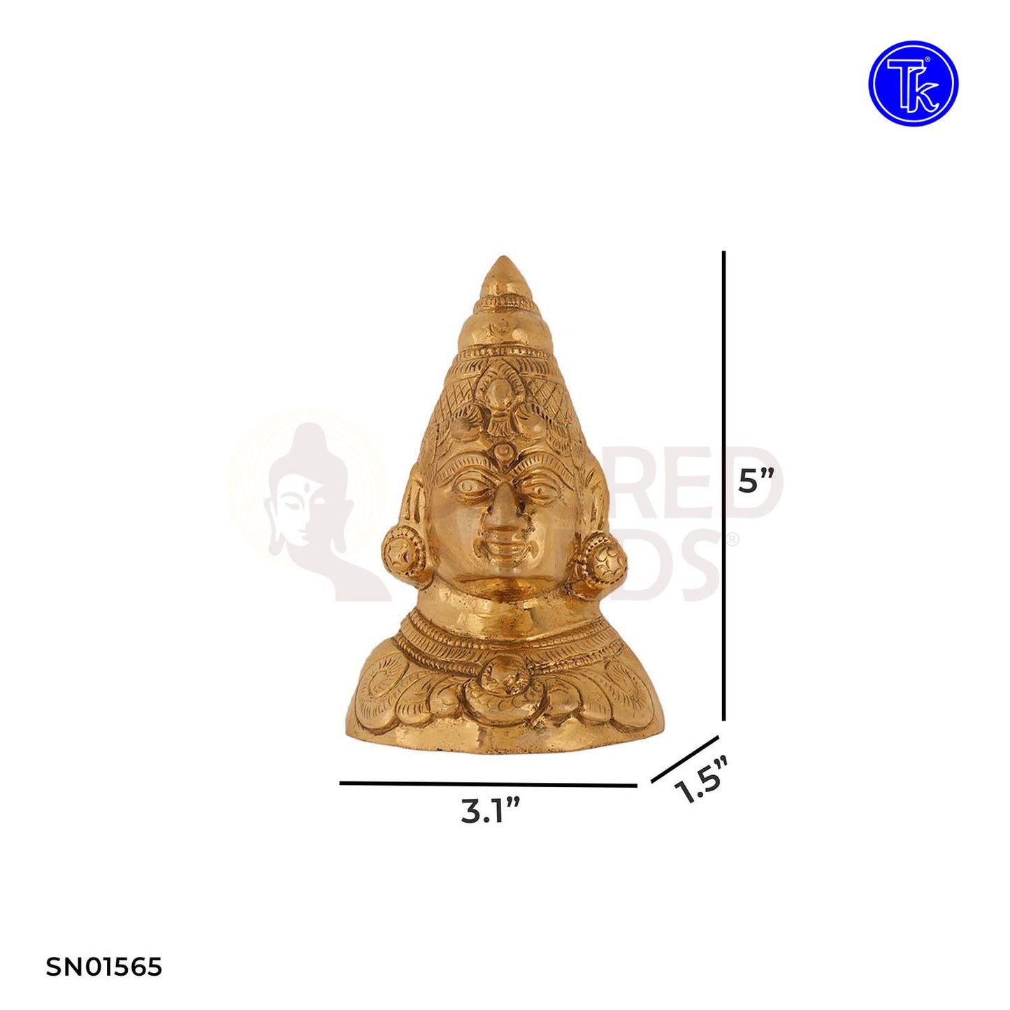 Brass Amman Face Wall Mounted – 5 Inch Devi Decor for Entrance