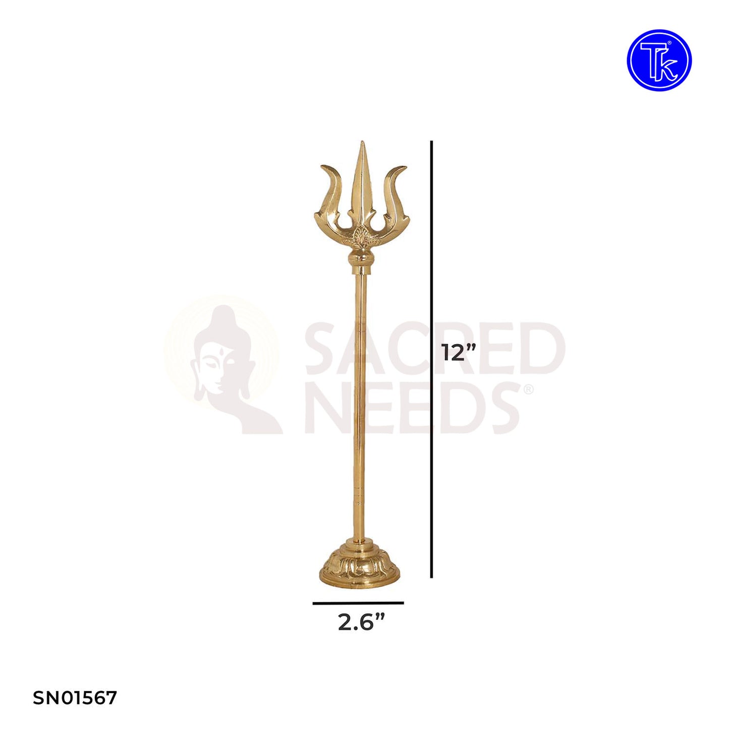 Brass Trishool – 12 Inch Sacred Trident for Ritual Use or Display