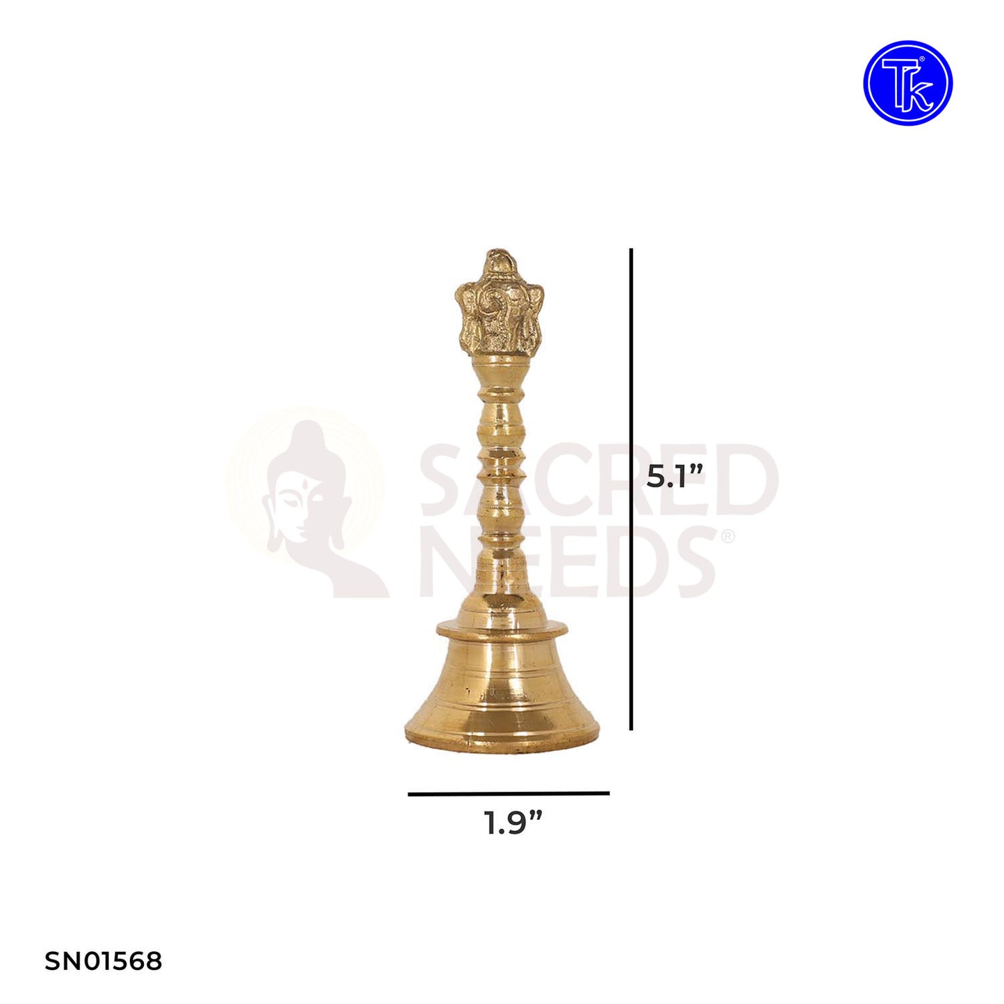 Brass Shankh Chakra Pooja Bell – 5.1 Inch Traditional Ritual Sound Bell