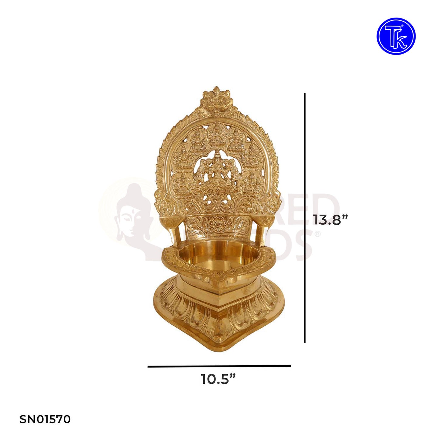 Brass Ashtalakshmi Vilakku – 13.8 Inch Traditional Deepam with 8 Goddesses