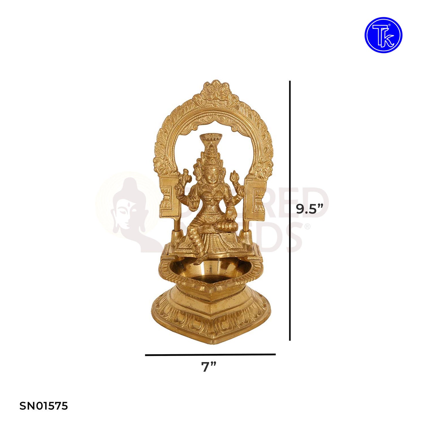 Mari Amman Vilakku with Arch – 9.5 Inch Traditional South Indian Lamp