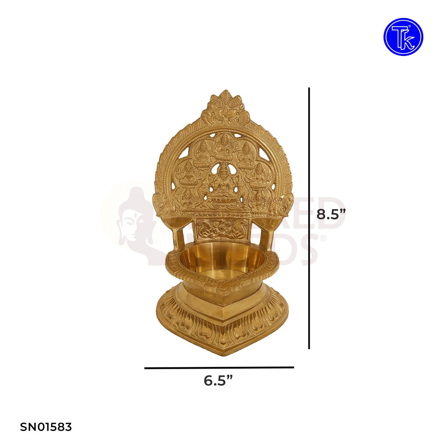 Brass Ashtalakshmi Vilakku – 8.5 Inch Brass Lamp for Pooja Room
