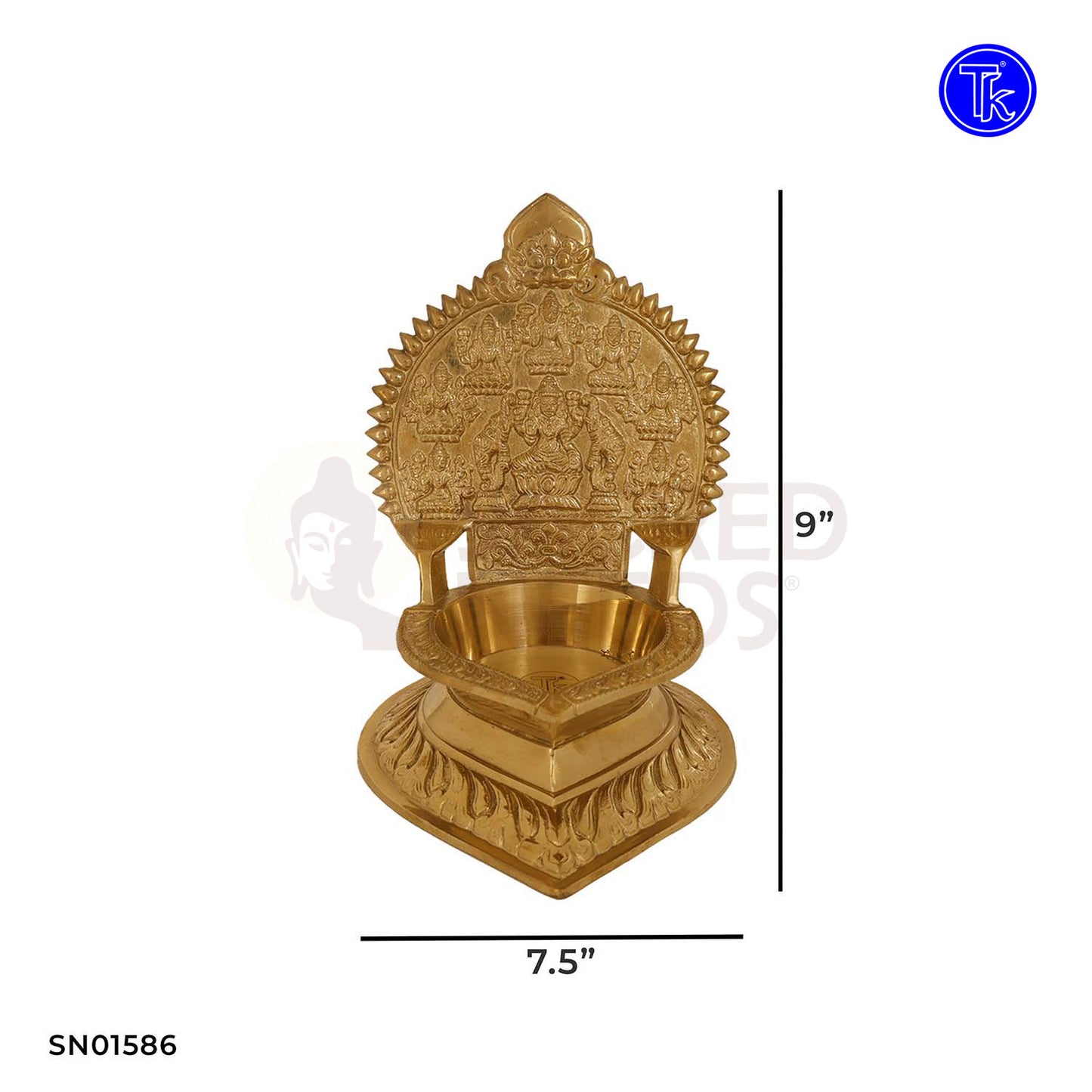 Brass Ashtalakshmi Vilakku – 9 Inch Lakshmi Deepam for Diwali Pooja
