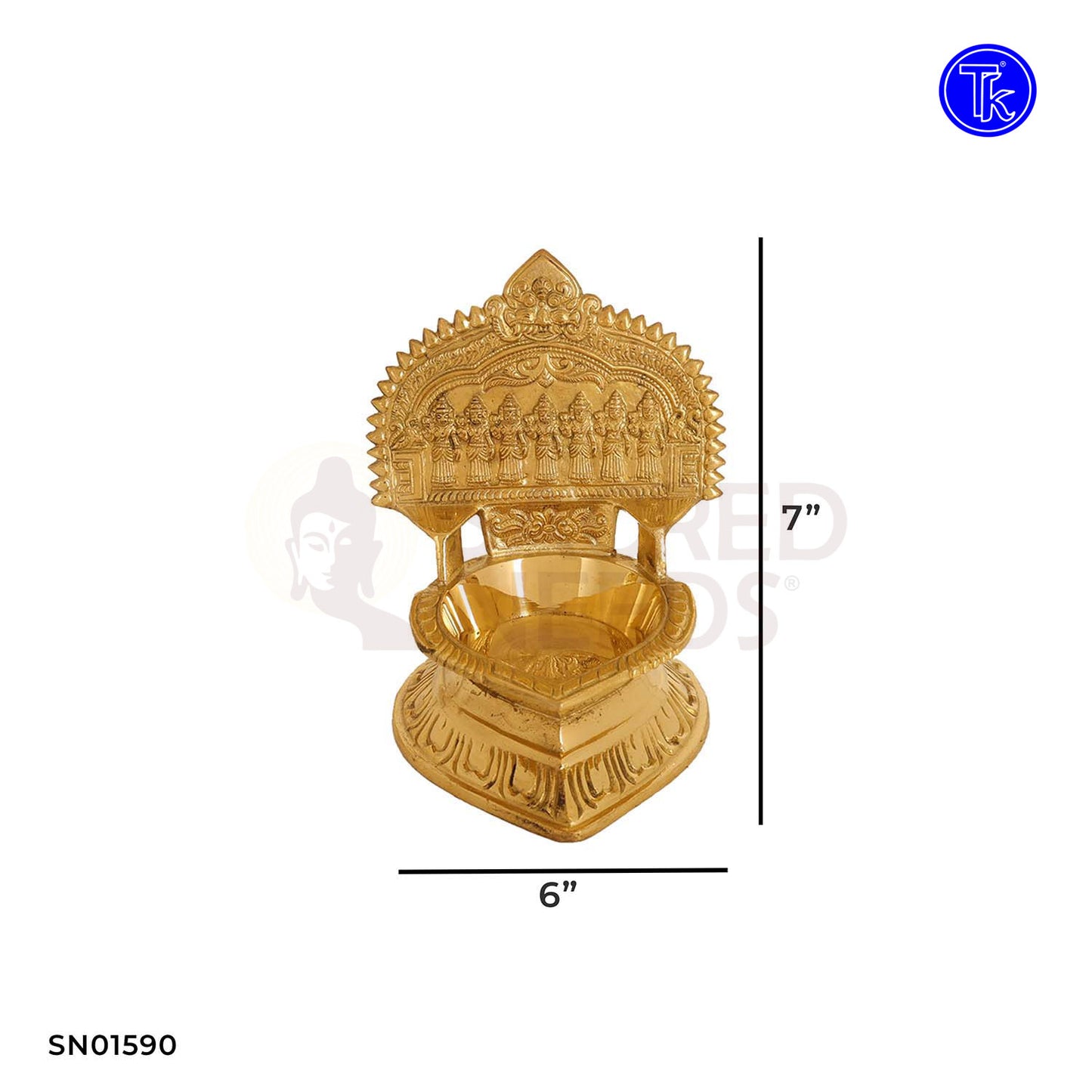 Brass Sapthakanni Vilakku – 7 Inch Lamp Featuring Seven Goddesses