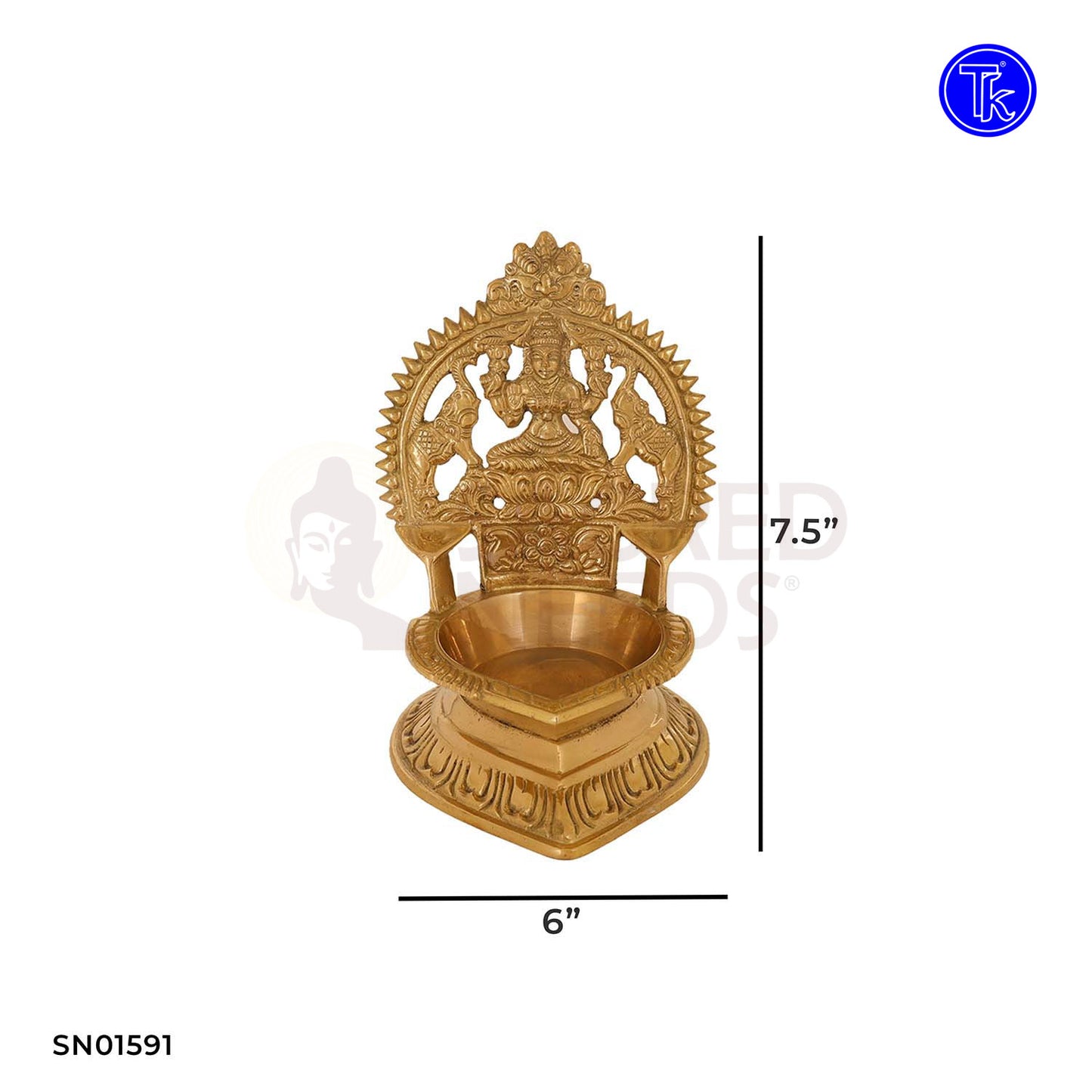 Brass Gajalakshi Vilakku – 7.5 Inch Elephant Lakshmi Deepam Idol
