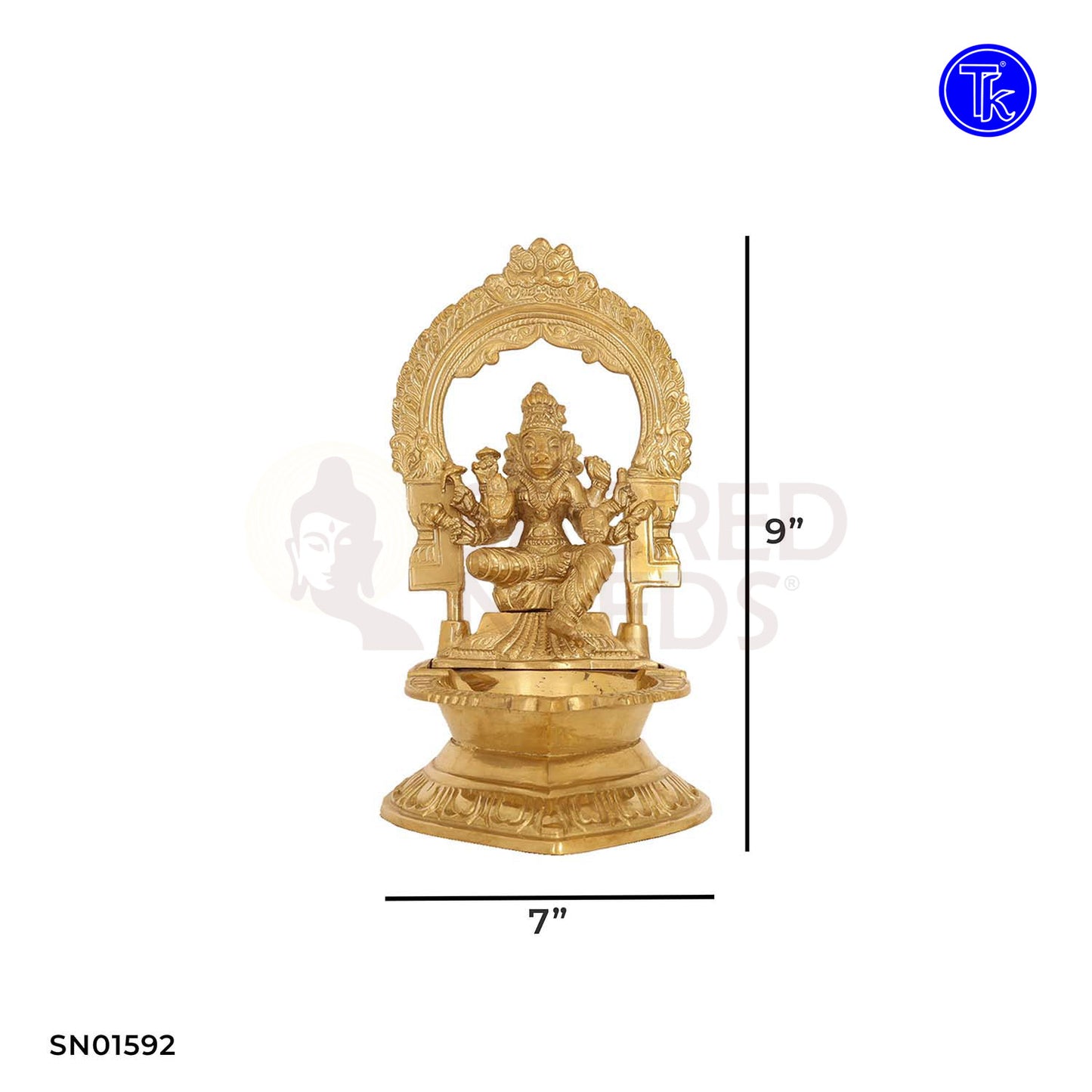 Varahi Amman Vilakku with Arch – 9 Inch Brass Goddess Oil Lamp