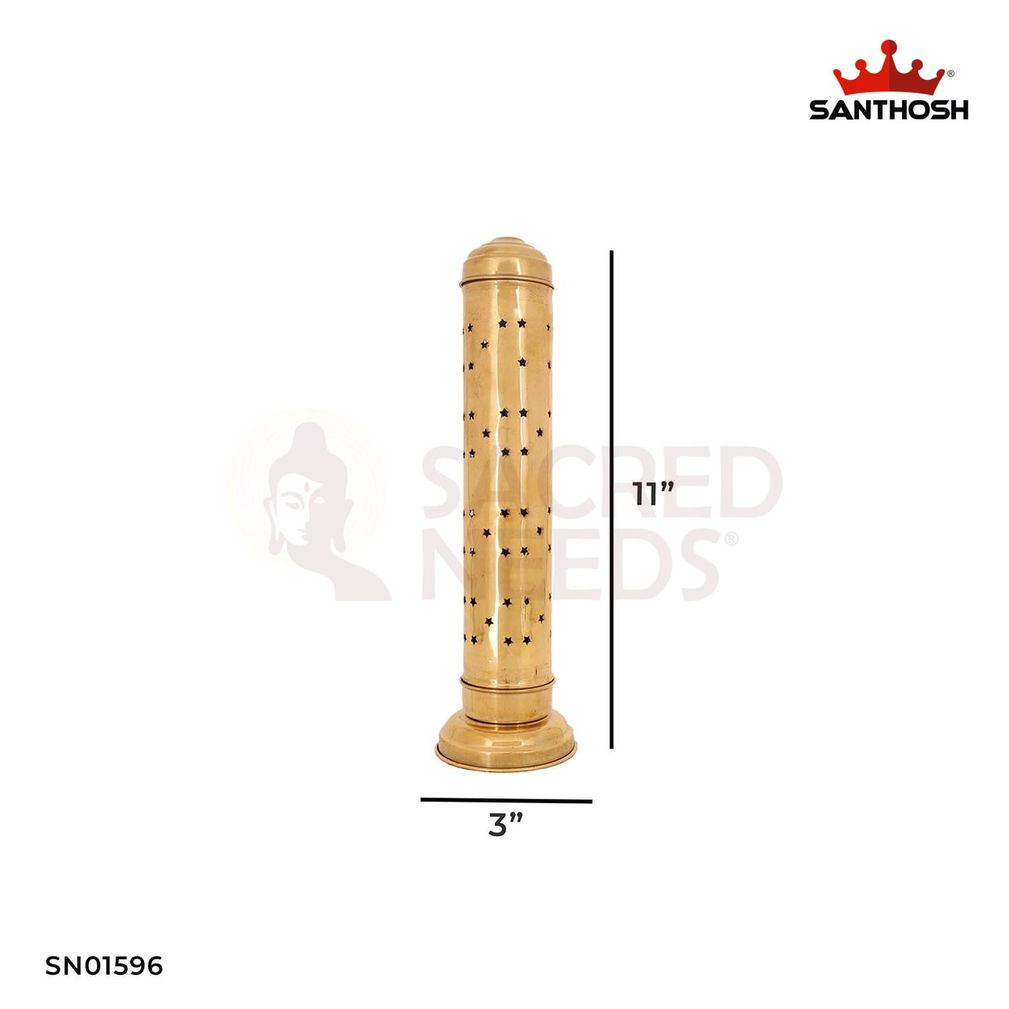 Brass Pipe Agarbathi Stand – 11 Inch Tall Incense Holder for Pooja
