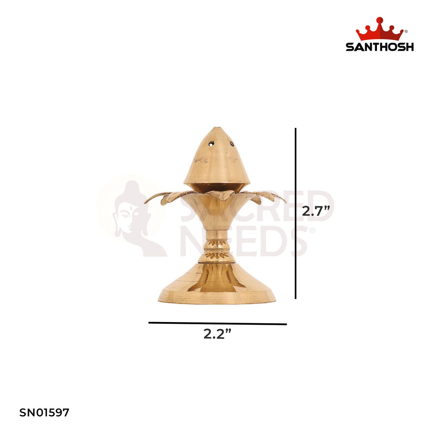 Brass Kalash Agarbathi Stand – 2.7 Inch Temple Pot Shaped Incense Holder