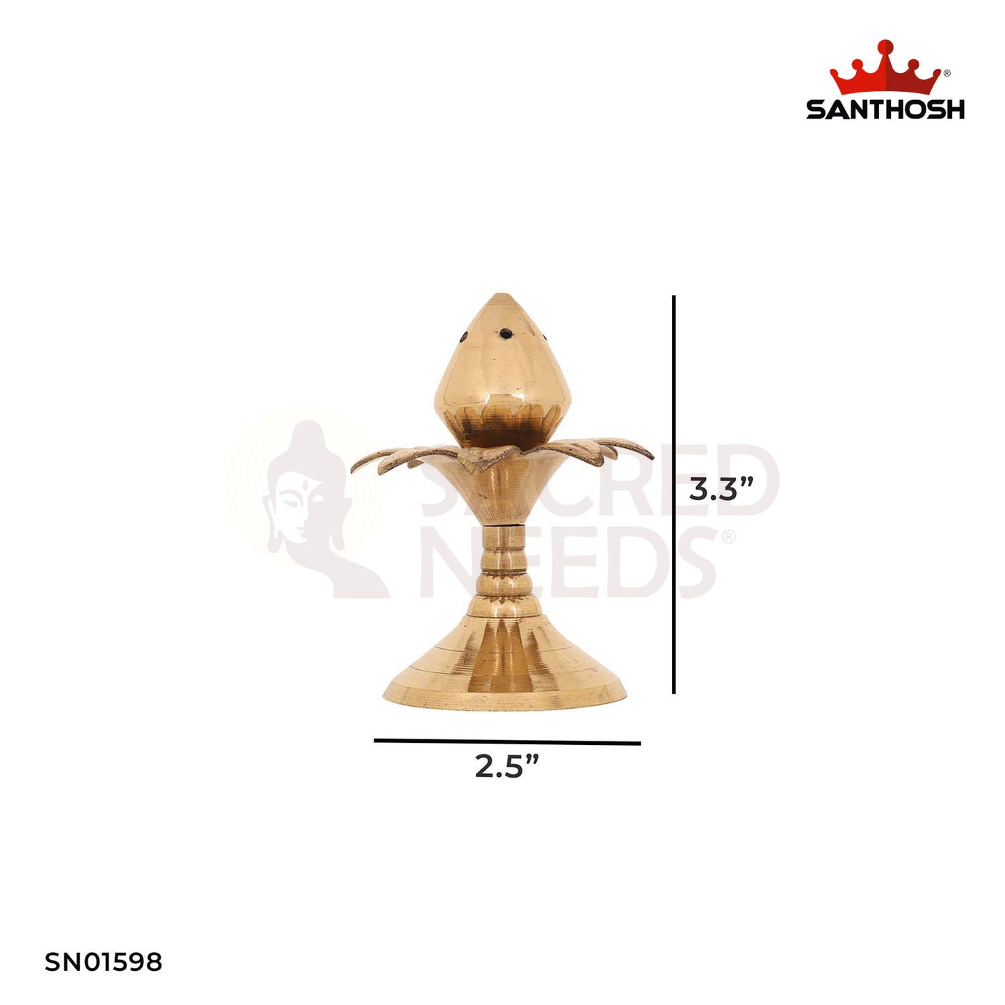 Brass Kalash Agarbathi Stand – 3.3 Inch Decorative Puja Accessory