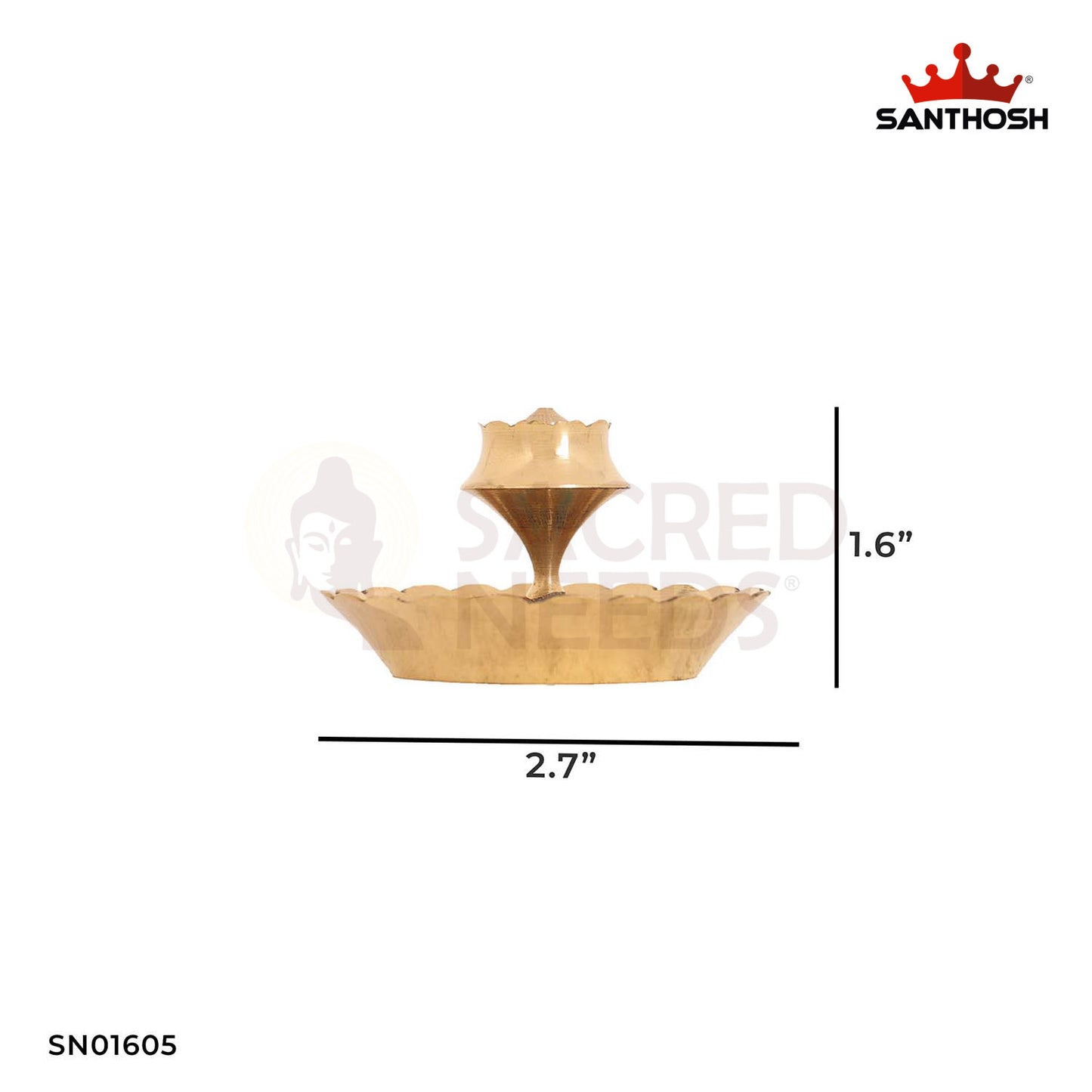 Brass Lotus Agarbathi Stand – 1.6 Inch Elegant Floral Incense Stand