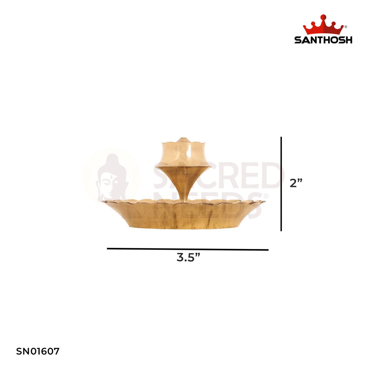 Brass Lotus Agarbathi Stand – 2 Inch Brass Flower Incense Stand
