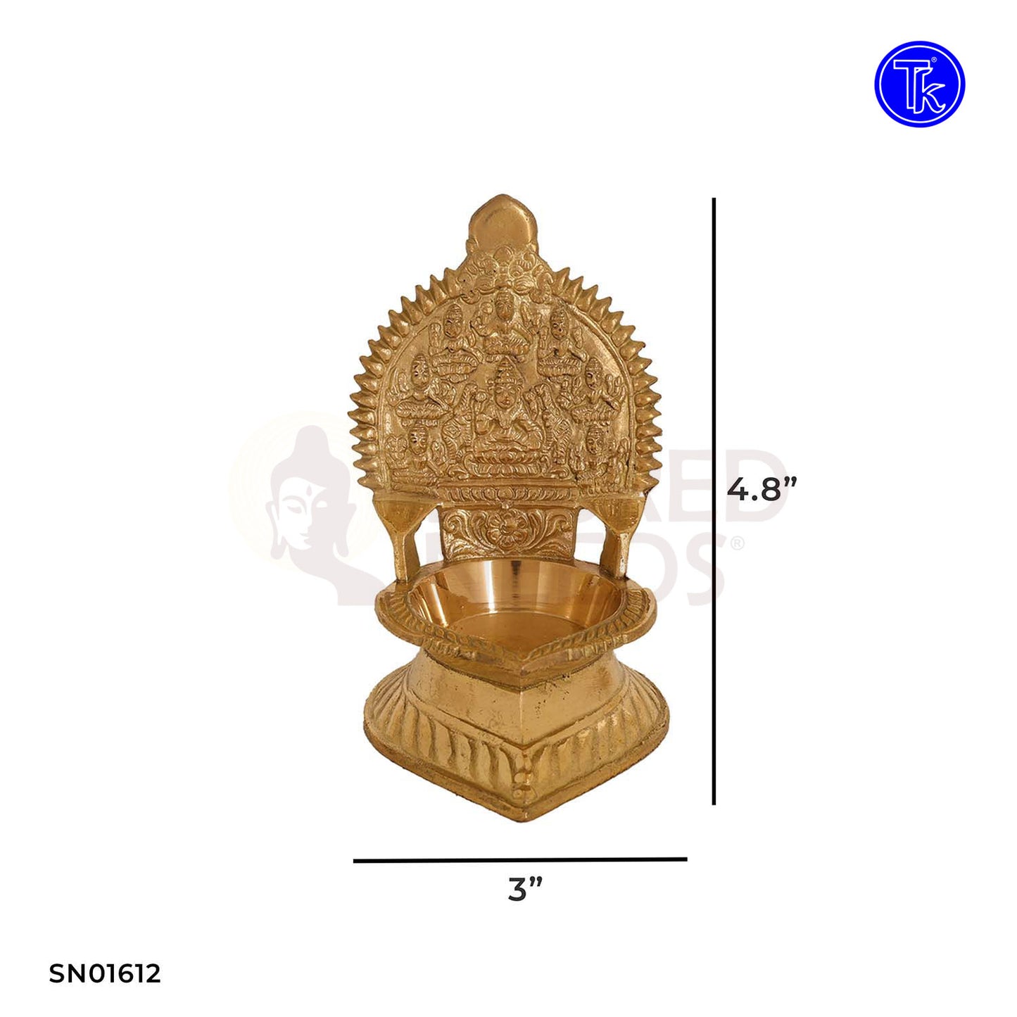 Brass Ashtalakshmi Vilakku – 4.8 Inch Compact Deepam with 8 Lakshmi Forms