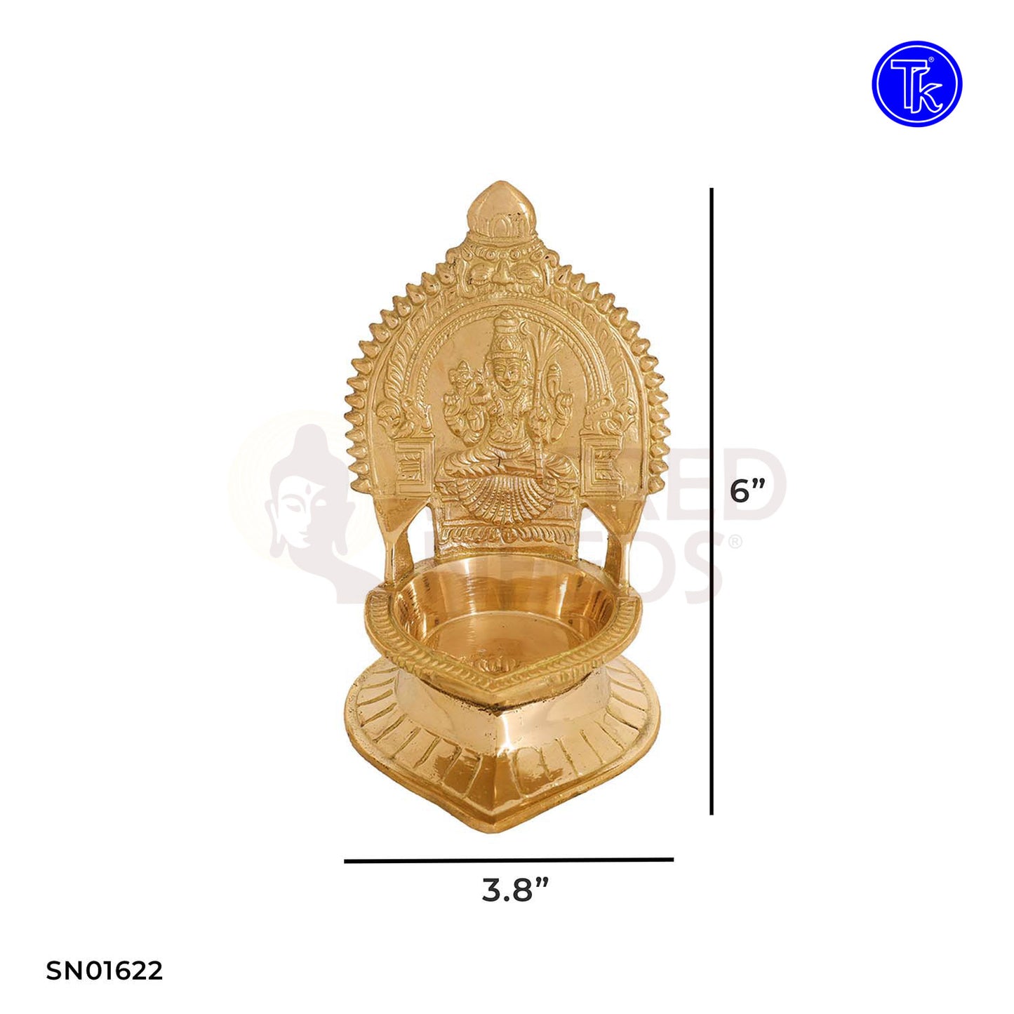 Brass Kanchi Kamakshi – 6 Inch Brass Idol of Goddess Kamakshi for Devotional Worship