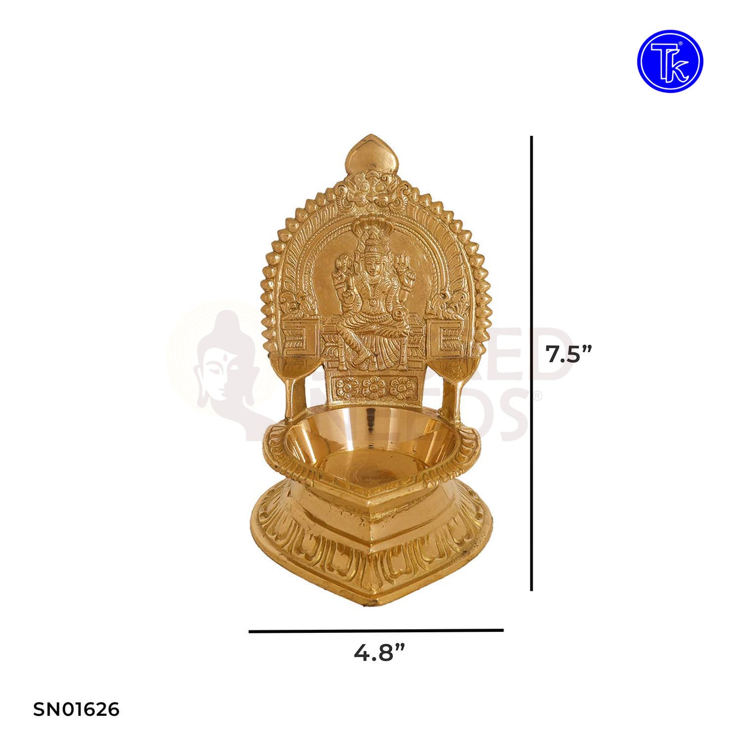 Brass Mari Amman Vilakku – 7.5 Inch Goddess Mariamman Lamp for Protection & Healing