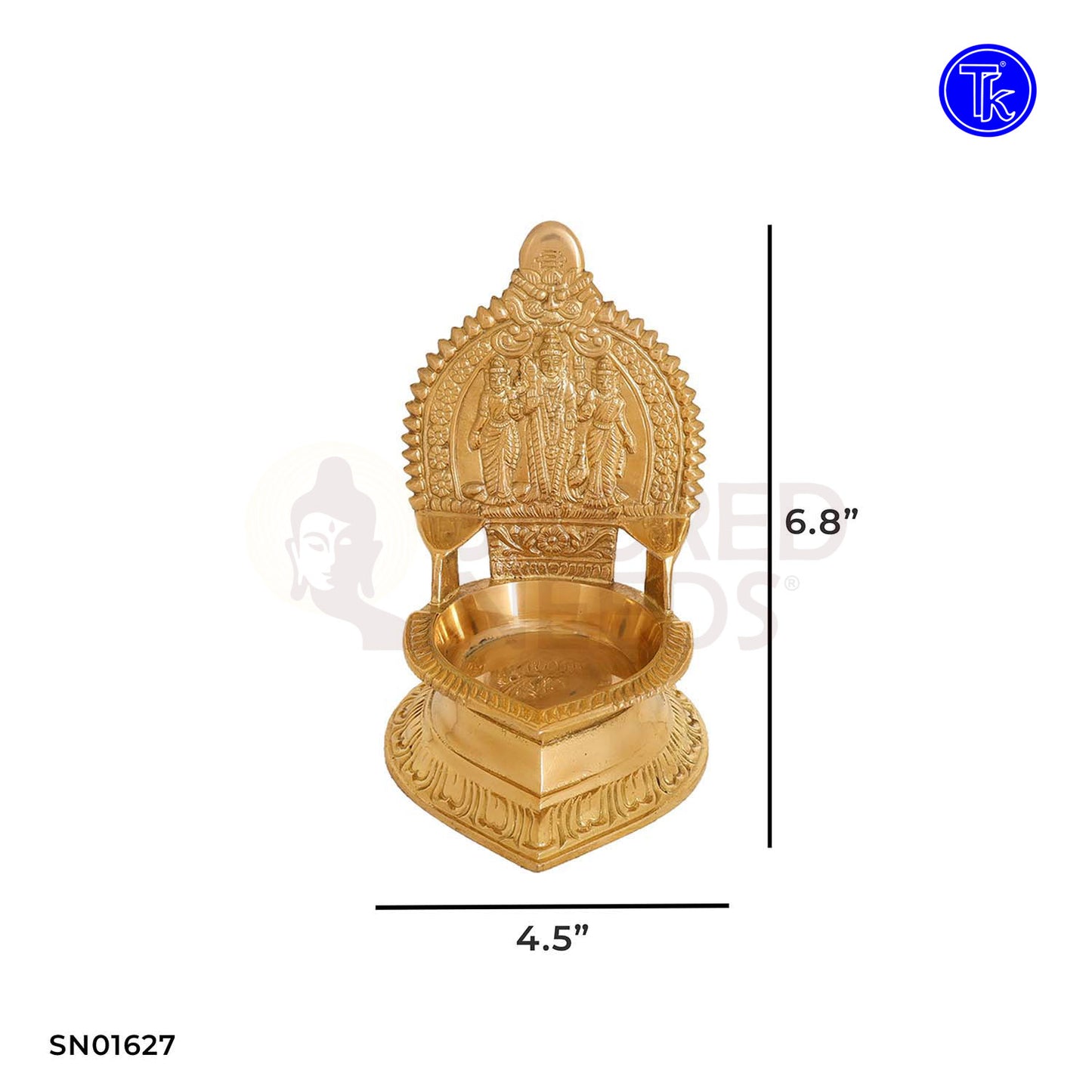 Brass Murugan Vilakku – 6.8 Inch Kartikeya Oil Lamp for Home Temple