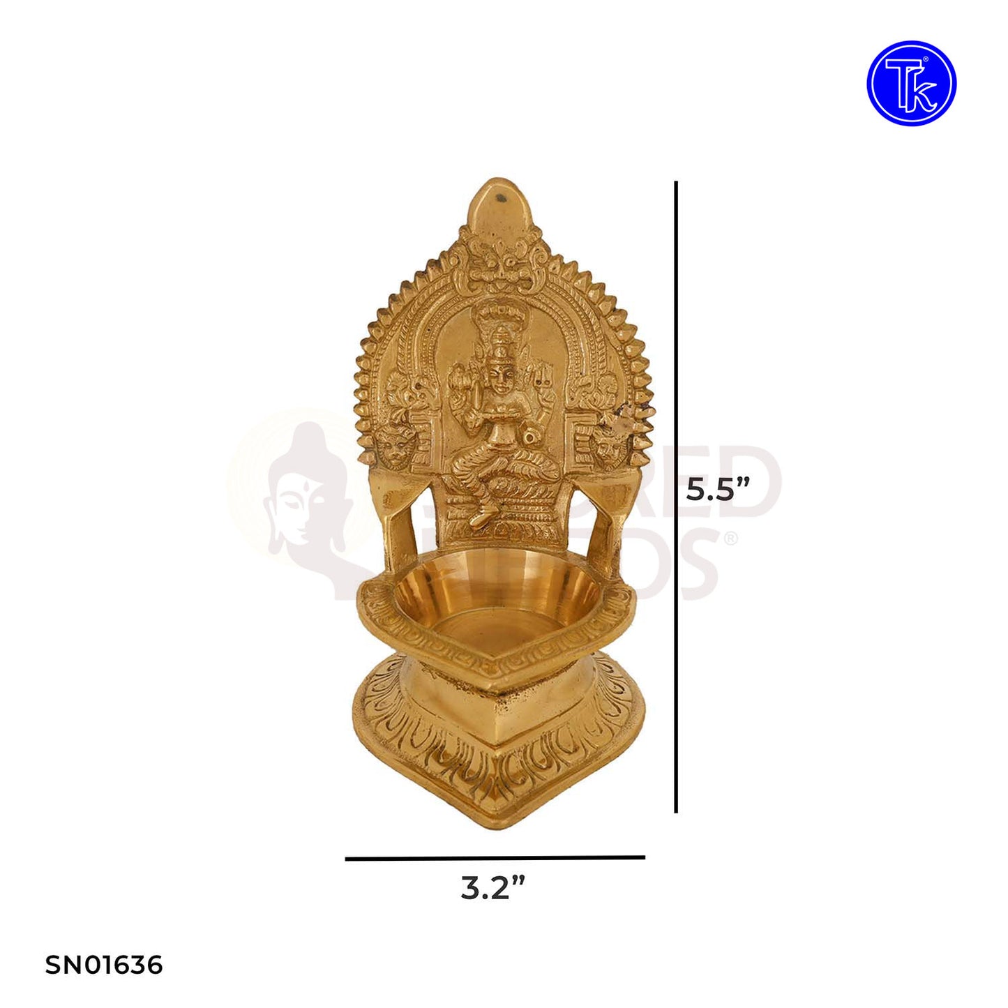 Brass Mari Amman Vilakku – 5.5 Inch Brass Healing Goddess Lamp for Home Pooja