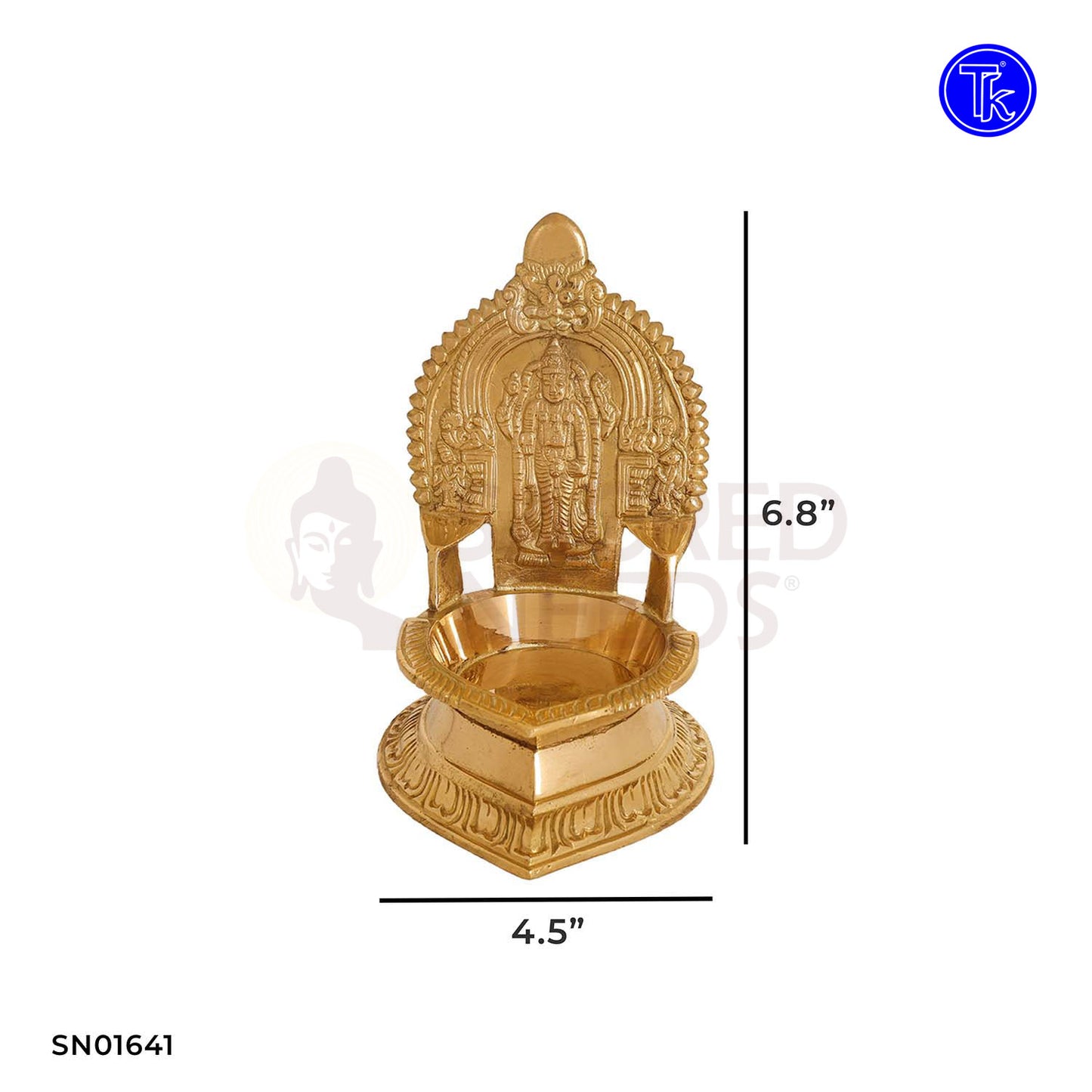 Brass Srinivasa Perumal Vilakku – 6.8 Inch Vishnu Lamp for Daily Worship