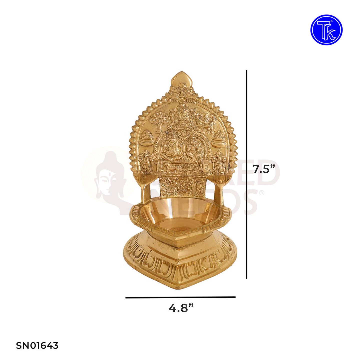 Brass Lakshmi Kubera Vilakku – 7.5 Inch Wealth Deity Oil Lamp for Prosperity