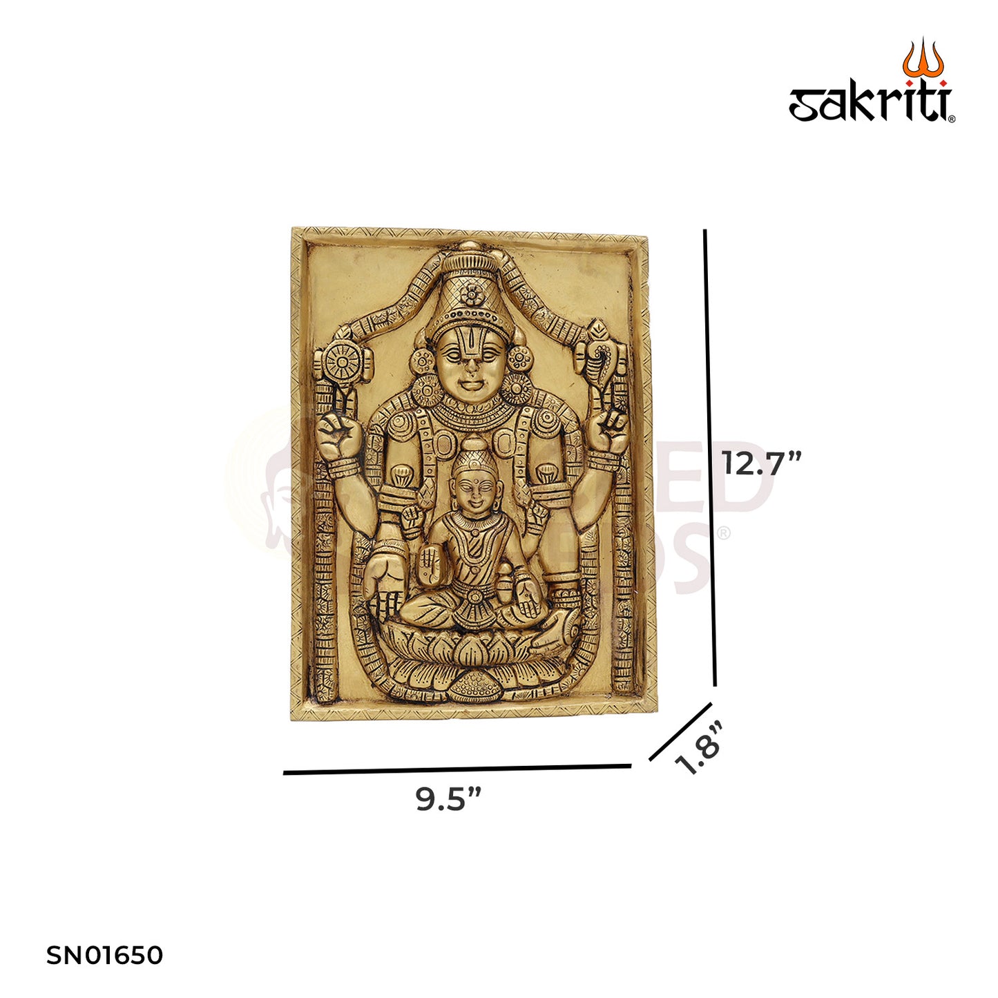 Brass Lakshmi Balaji Plate – 12.7 Inch Decorative Plate with Vishnu & Lakshmi
