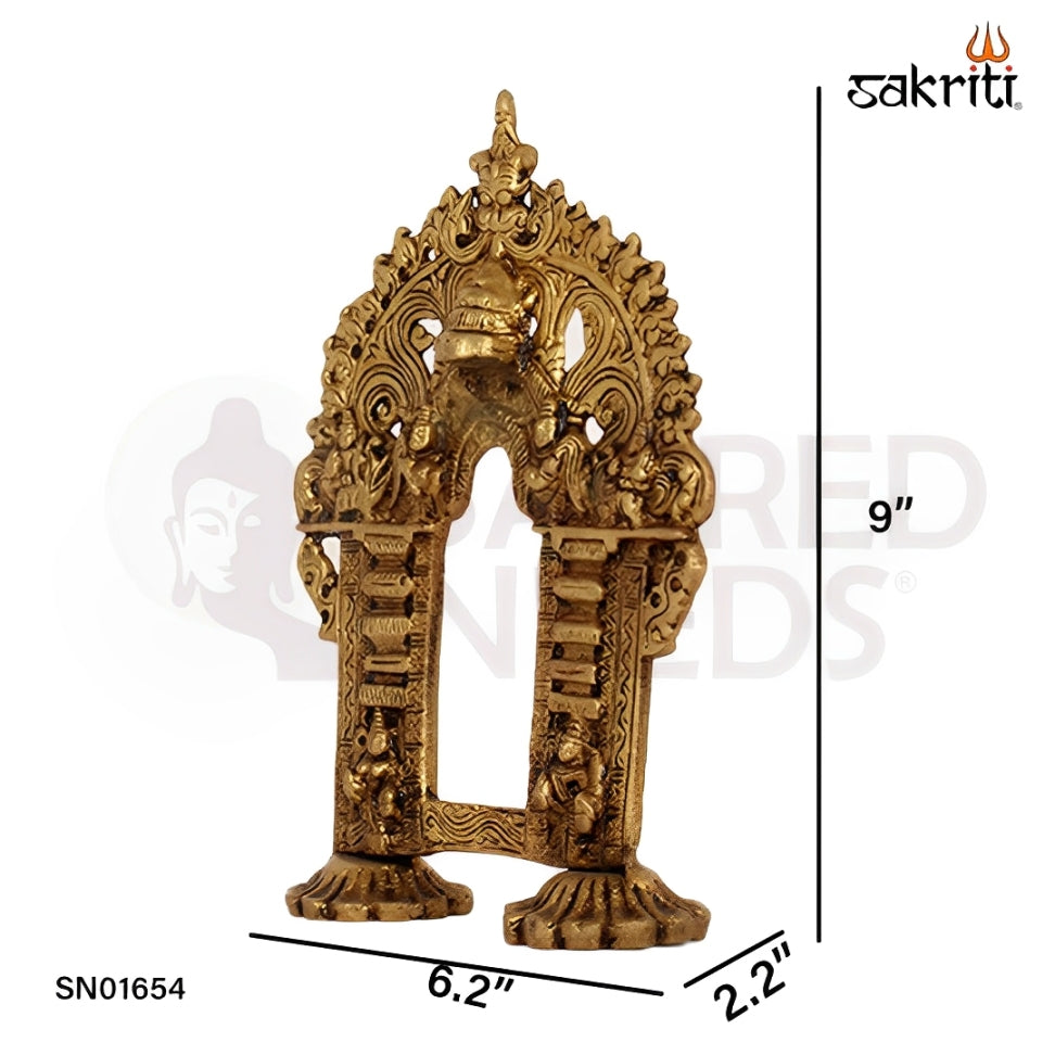Brass Frame – 9 Inch Ornamental Brass Frame for Deity or Art Display