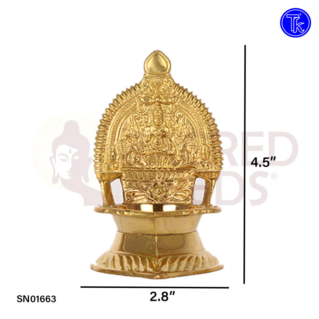 Brass Kamakshi Vilakku – 4.5 Inch Divine Oil Lamp of Goddess Kamakshi for Ritual Use