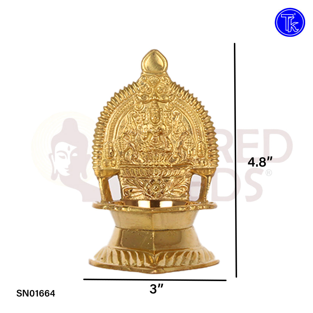 Brass Kamakshi Vilakku – 4.8 Inch Goddess Kamakshi Deepam for Spiritual Lighting