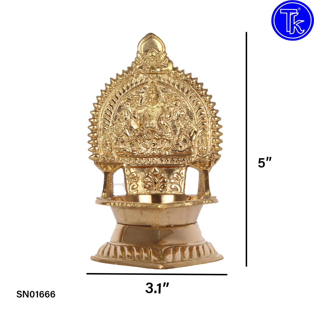 Brass Kamakshi Vilakku – 5 Inch Sacred Brass Lamp for Temple and Pooja