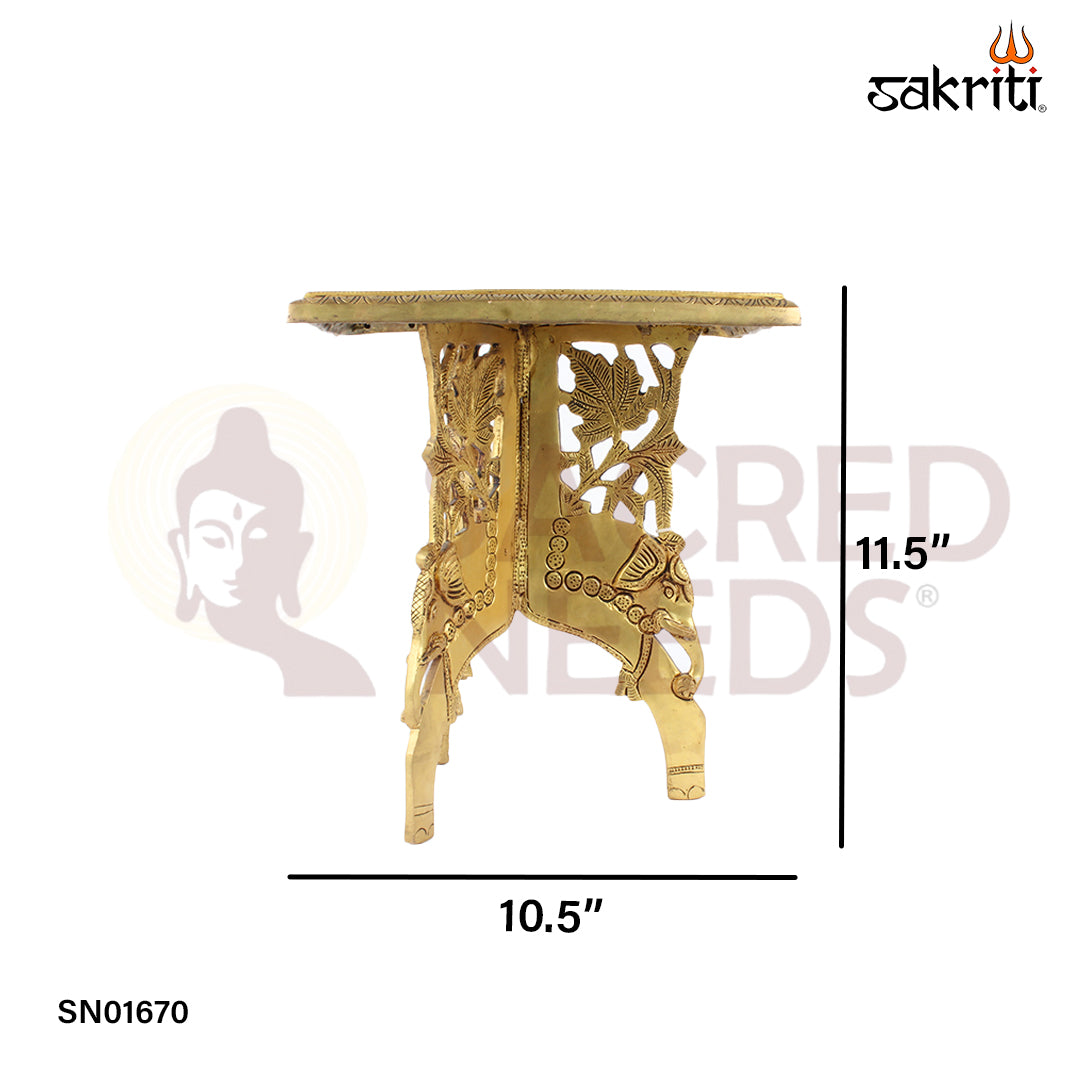 Brass Table/Stand – 11.5 Inch Solid Brass Platform for Pooja Accessories