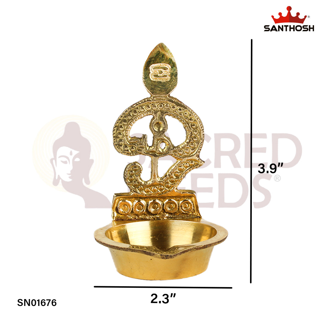 Brass LF Tamil Om Vel Vilakku – Divine Oil Lamp with Tamil Om and Vel Symbol for Devotion