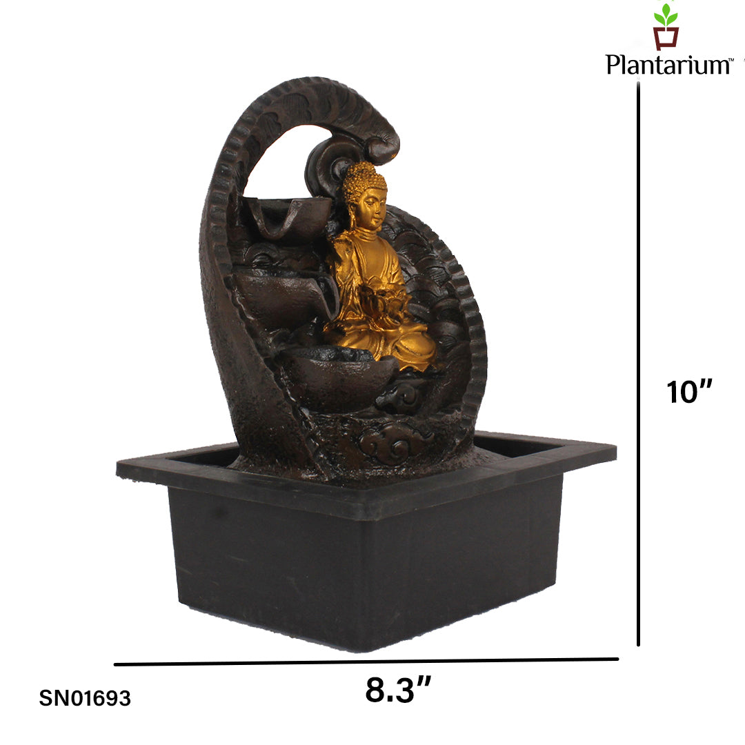 Polyresin Buddha Fountain – 10 Inch Indoor Water Fountain with Buddha for Relaxation & Decor