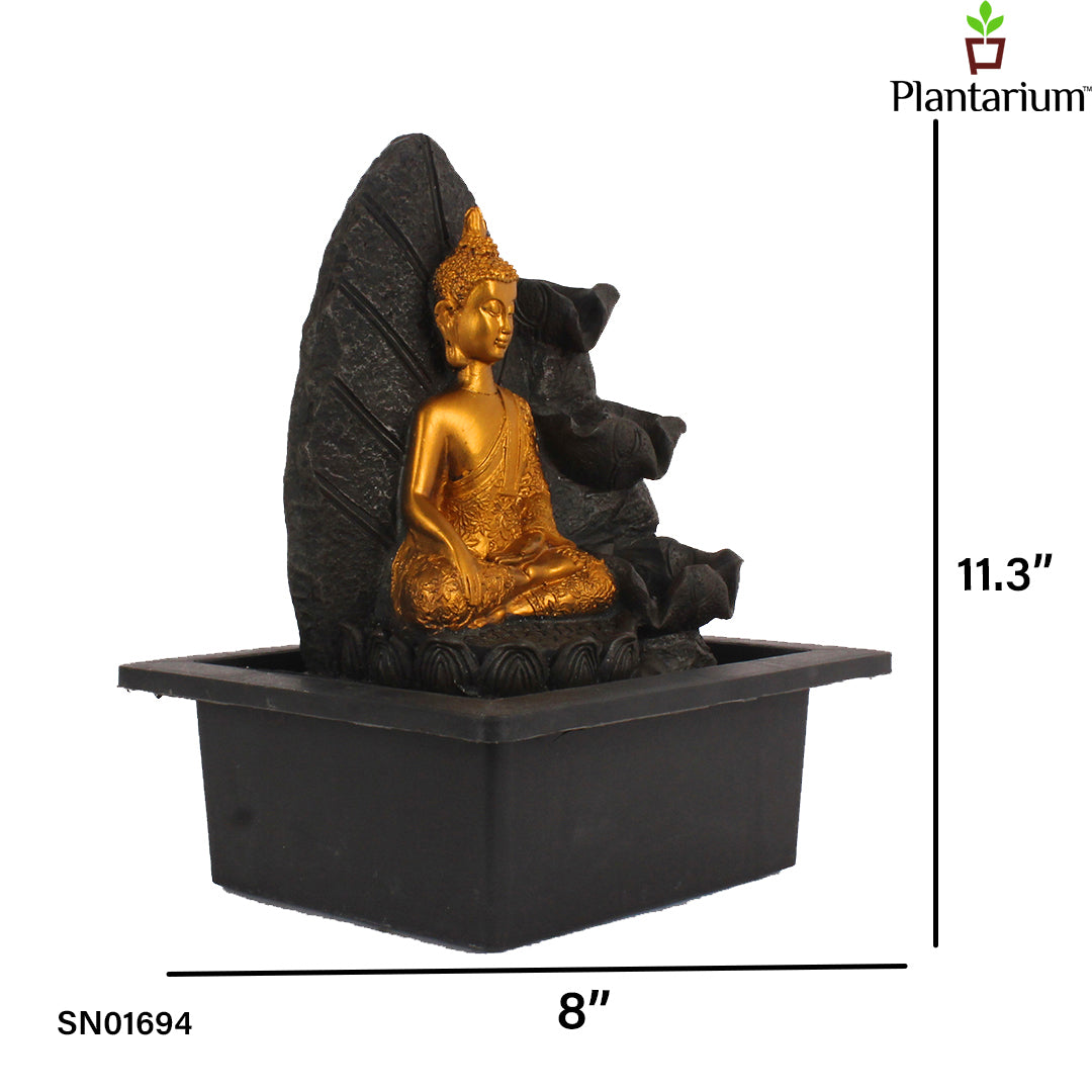 Polyresin Lotus Buddha Fountain – 11.3 Inch Tabletop Fountain with Lotus Base for Calm Ambience