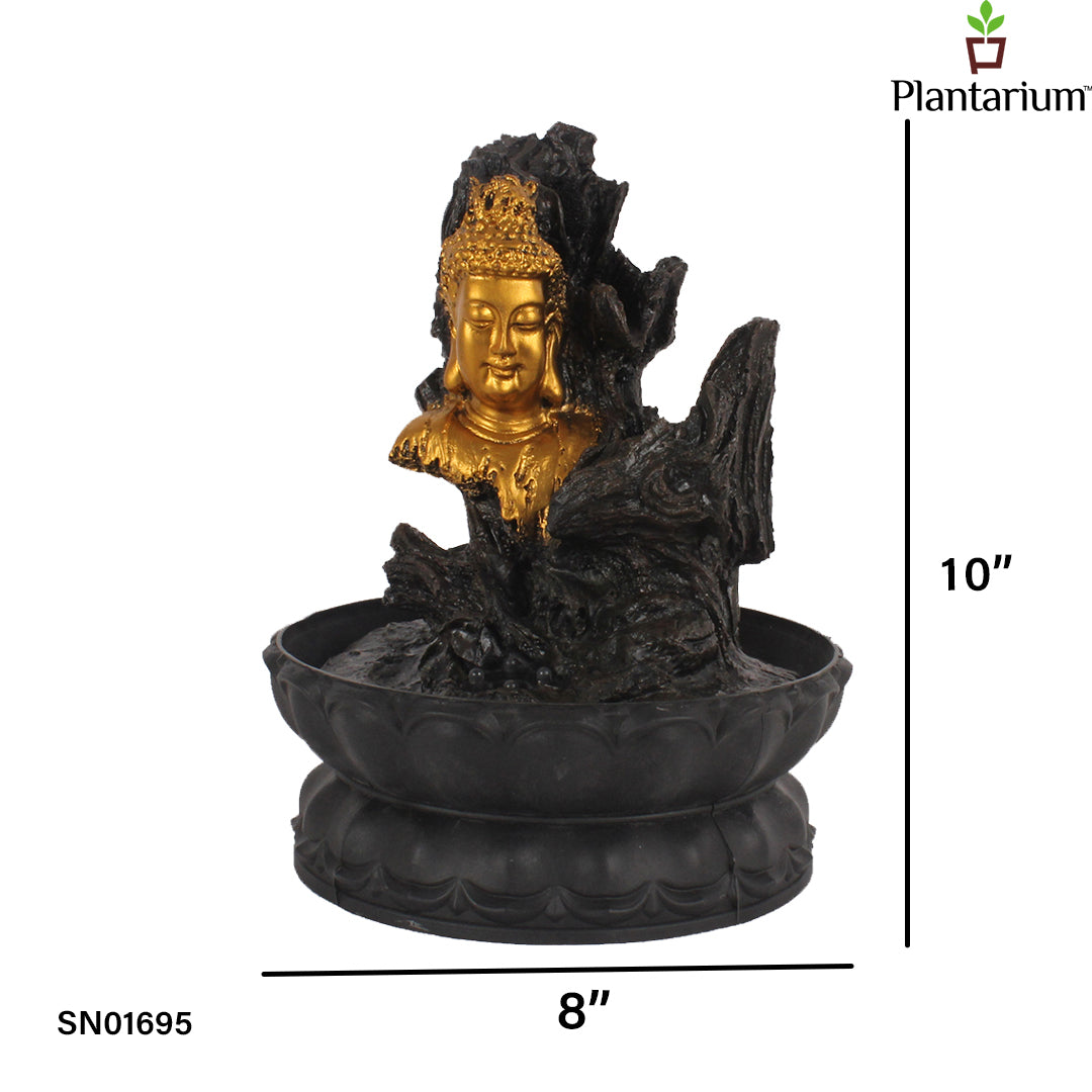 Polyresin Buddha Face Fountain – 10 Inch Decorative Indoor Water Fountain with Buddha Face