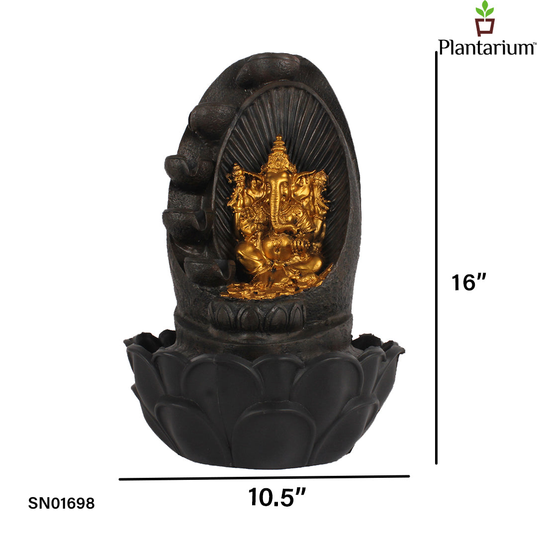 Polyresin 5 Step Ganesha Fountain – 16 Inch Multi-Tier Water Feature with Ganesha for Peaceful Ambience