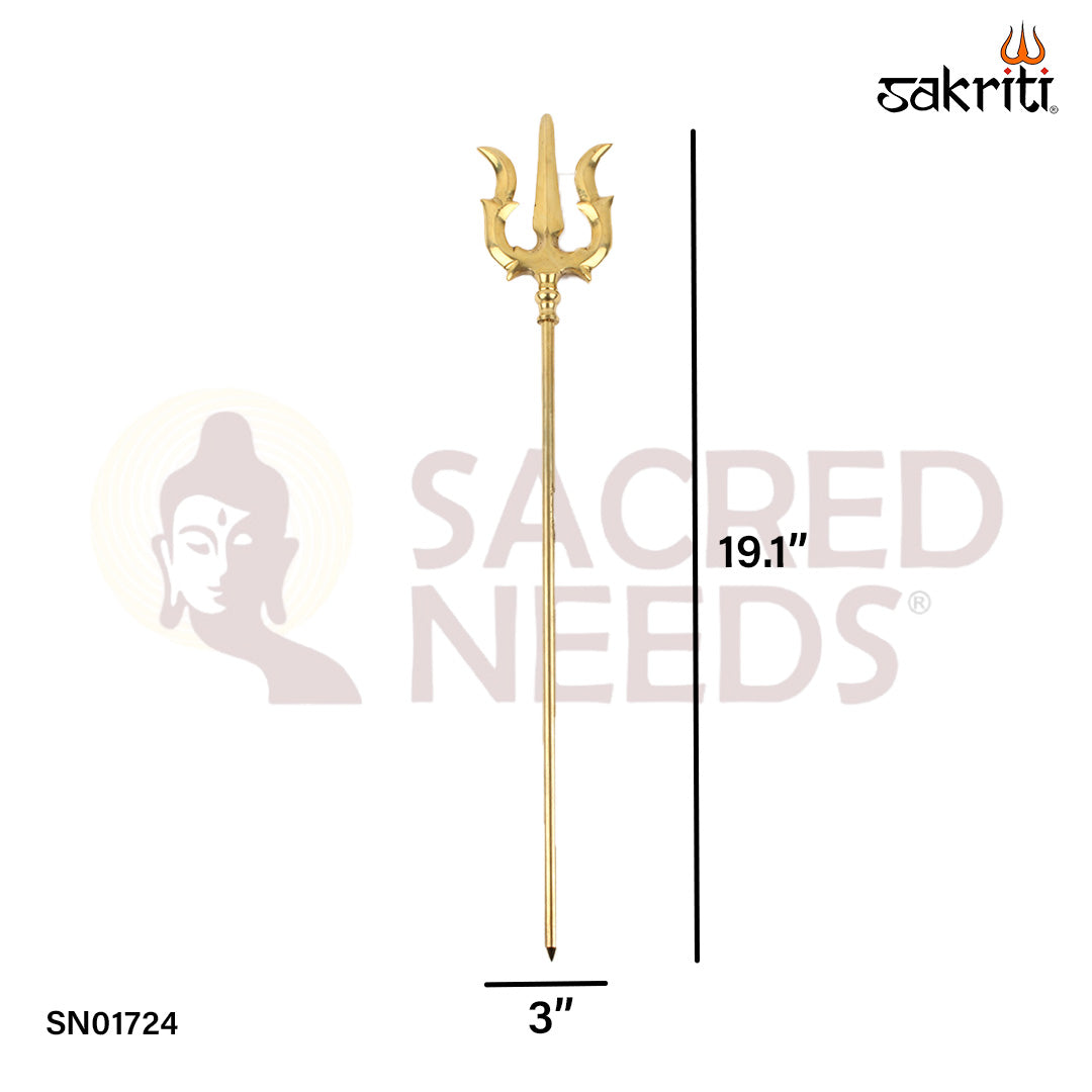 Brass Trishul – 19.1 Inch Shiva’s Trident for Ritual Use & Spiritual Wall Decor