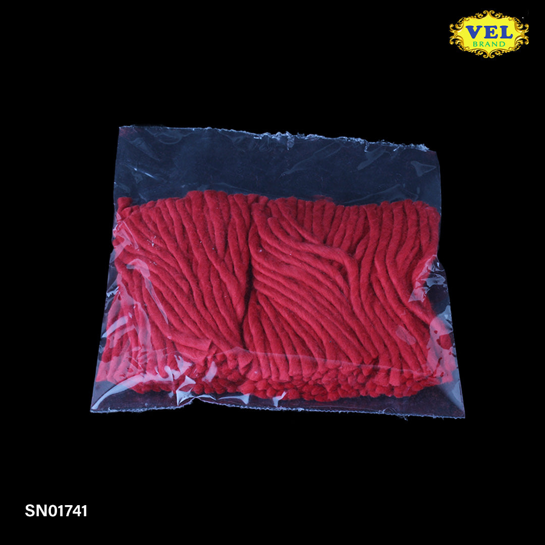 Vel's Red Thread Wicks – Cotton Wicks for Pooja Lamps in Red Color (Pack/Size Unspecified)