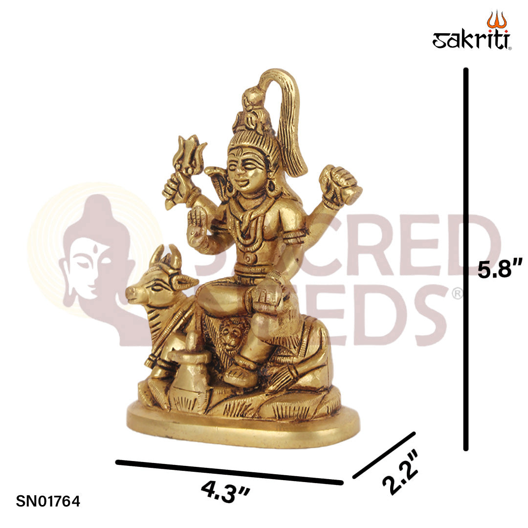 Brass Shivan – 5.8 Inch Sitting Shiva Statue for Worship and Decor